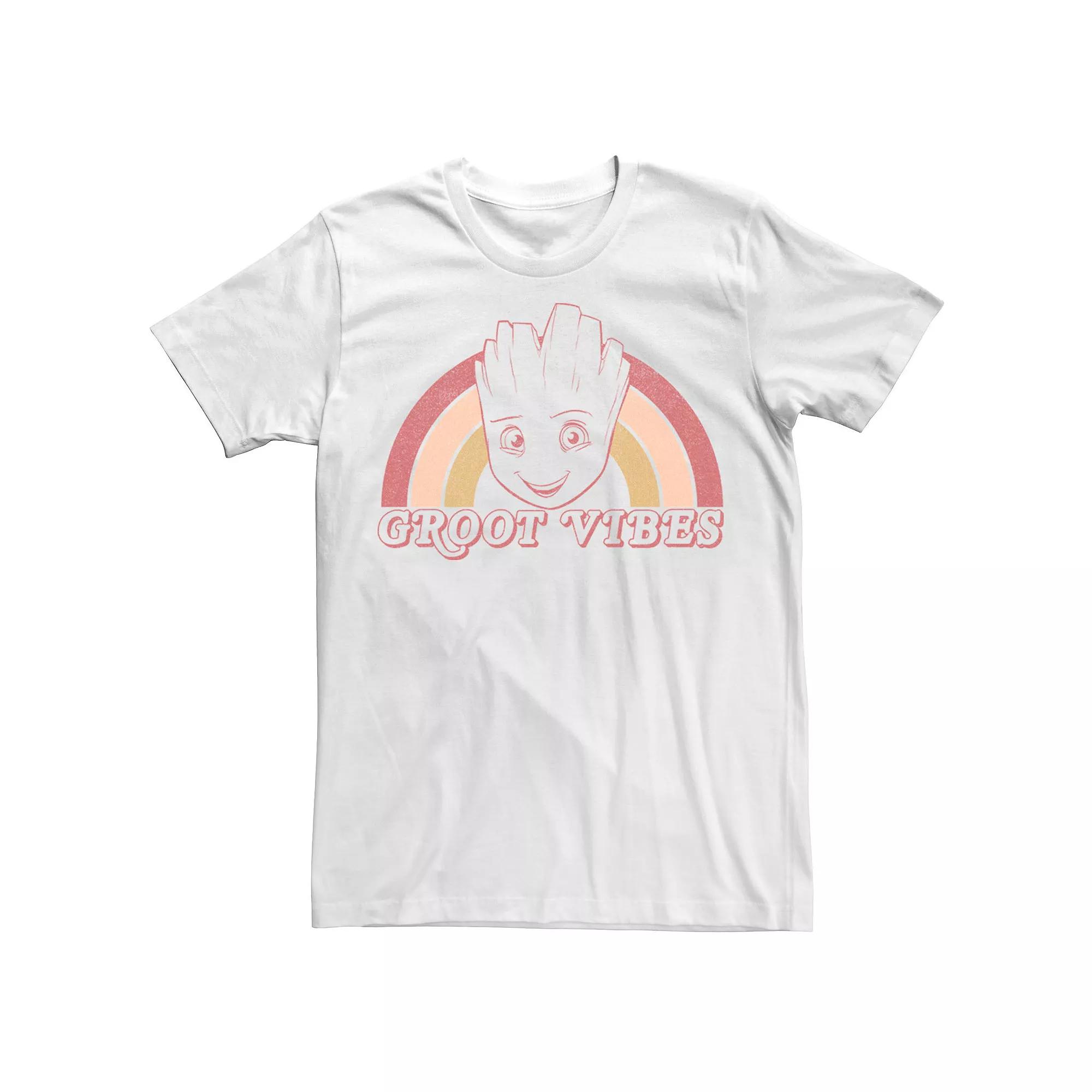 Men's Marvel Guardian Of The Galaxy Rainbow Groot Good Vibes Tee,  Product Image