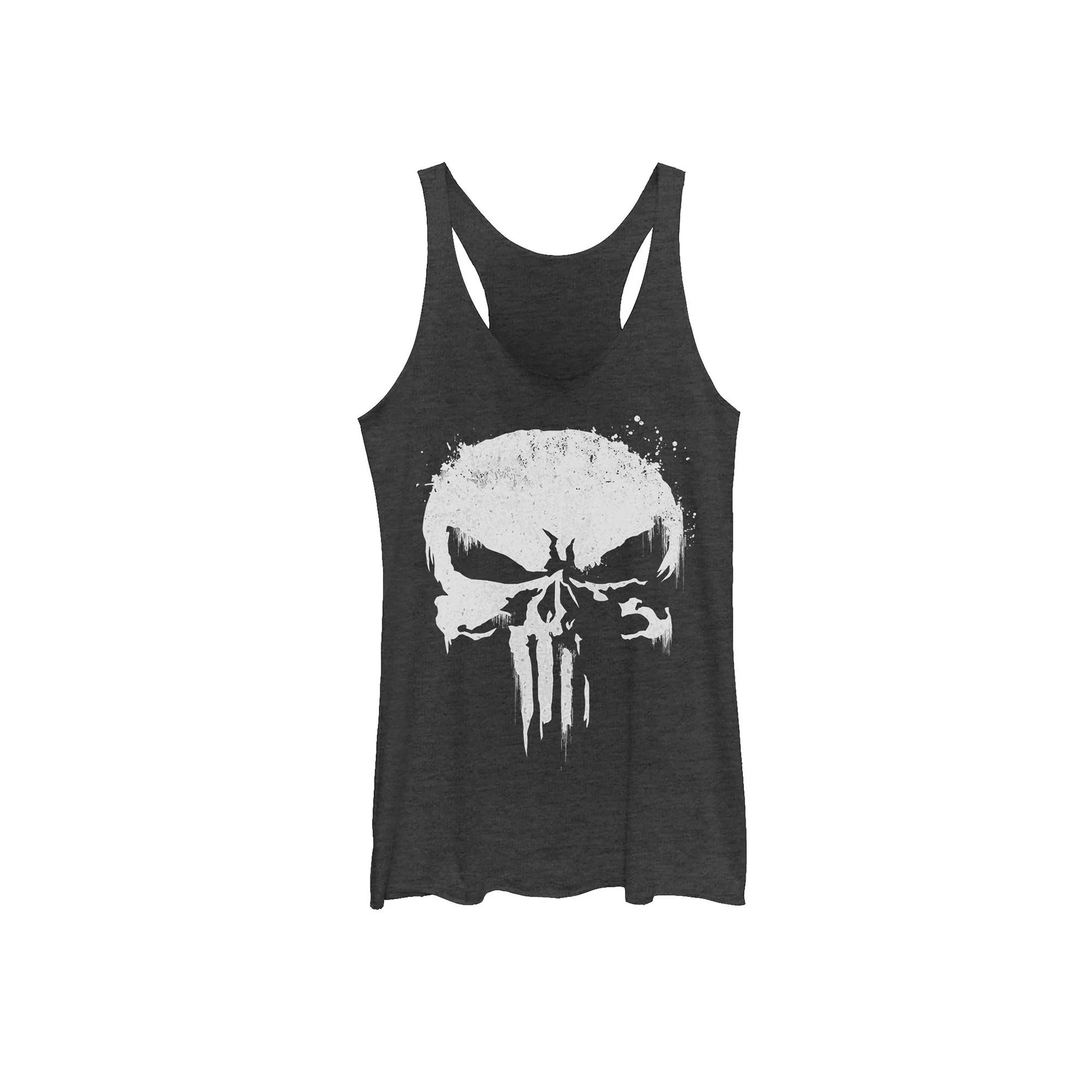 Juniors Marvel Punisher White Paint Splatter Skull Tank Top, Girl's,  Product Image