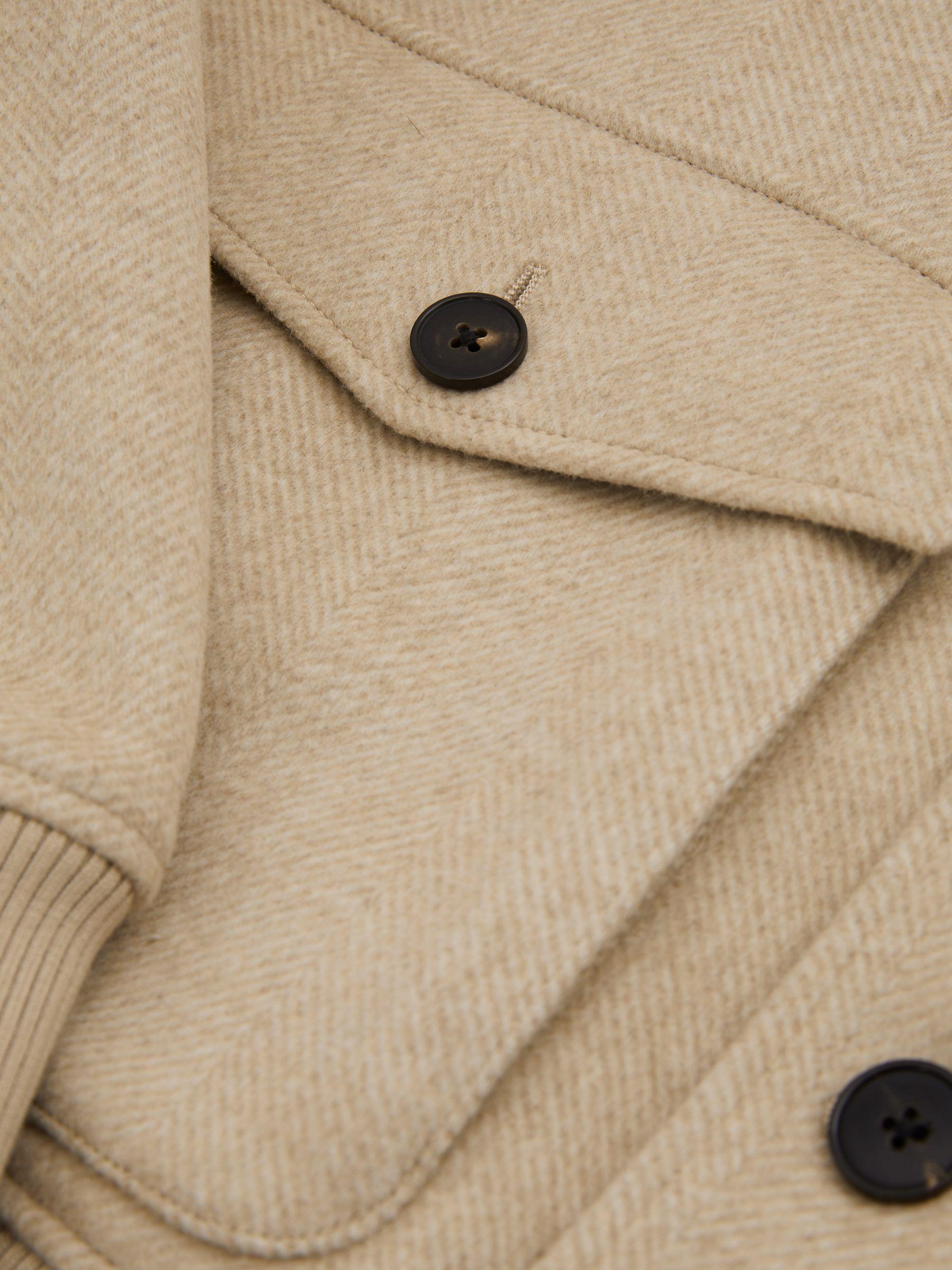 Bak Oatmeal Herringbone Wool Blend Herringbone Jacket Product Image