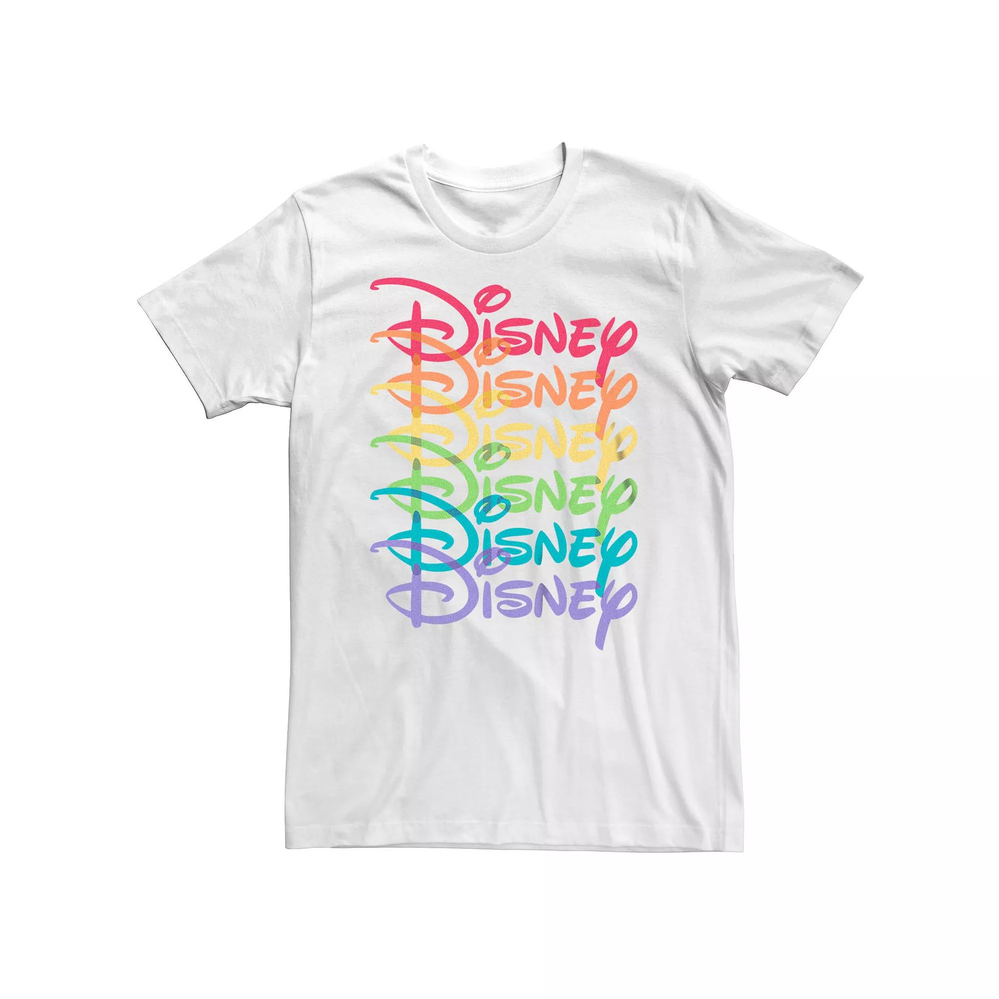 Disney's Big & Tall Rainbow Logo Stack Graphic Tee, Men's,  Product Image