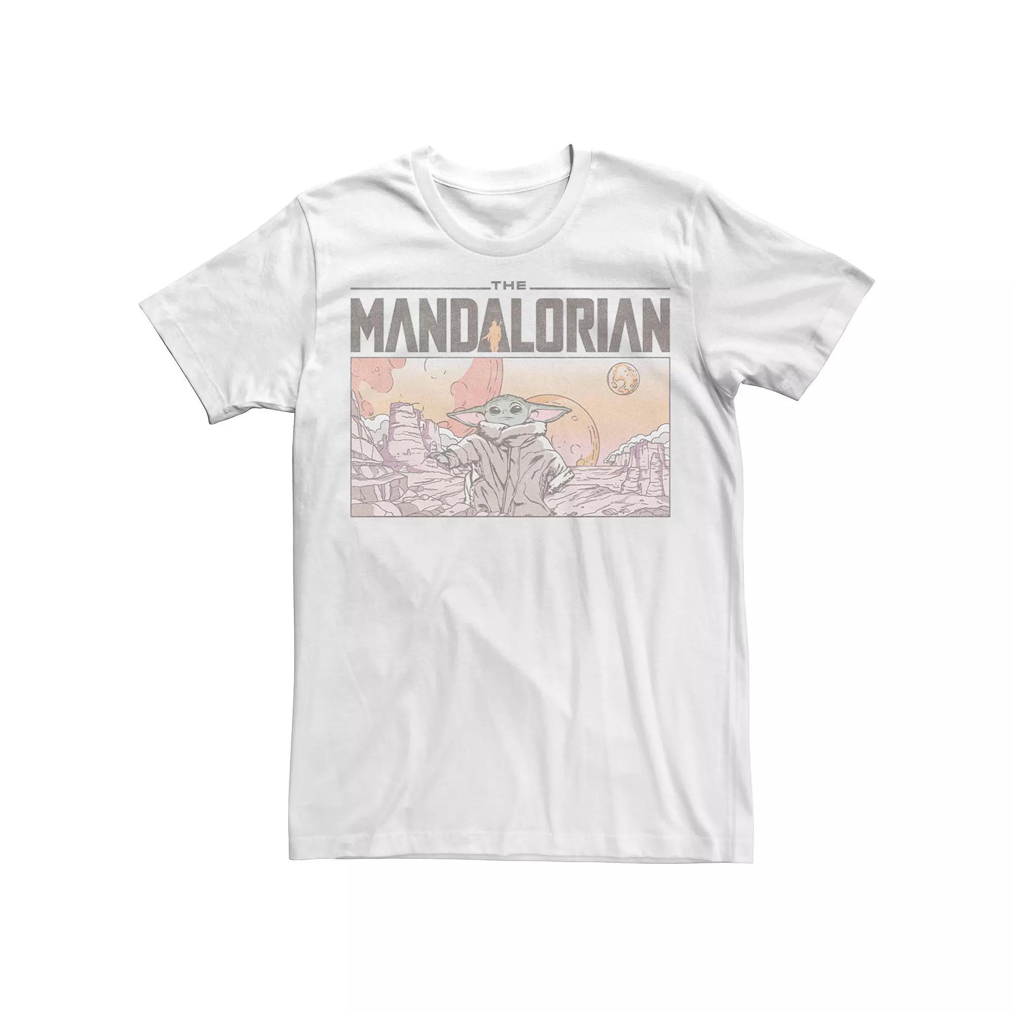 Men's Star Wars The Mandalorioan The Child Grogu Landscape Tee, Size: Large, White Product Image
