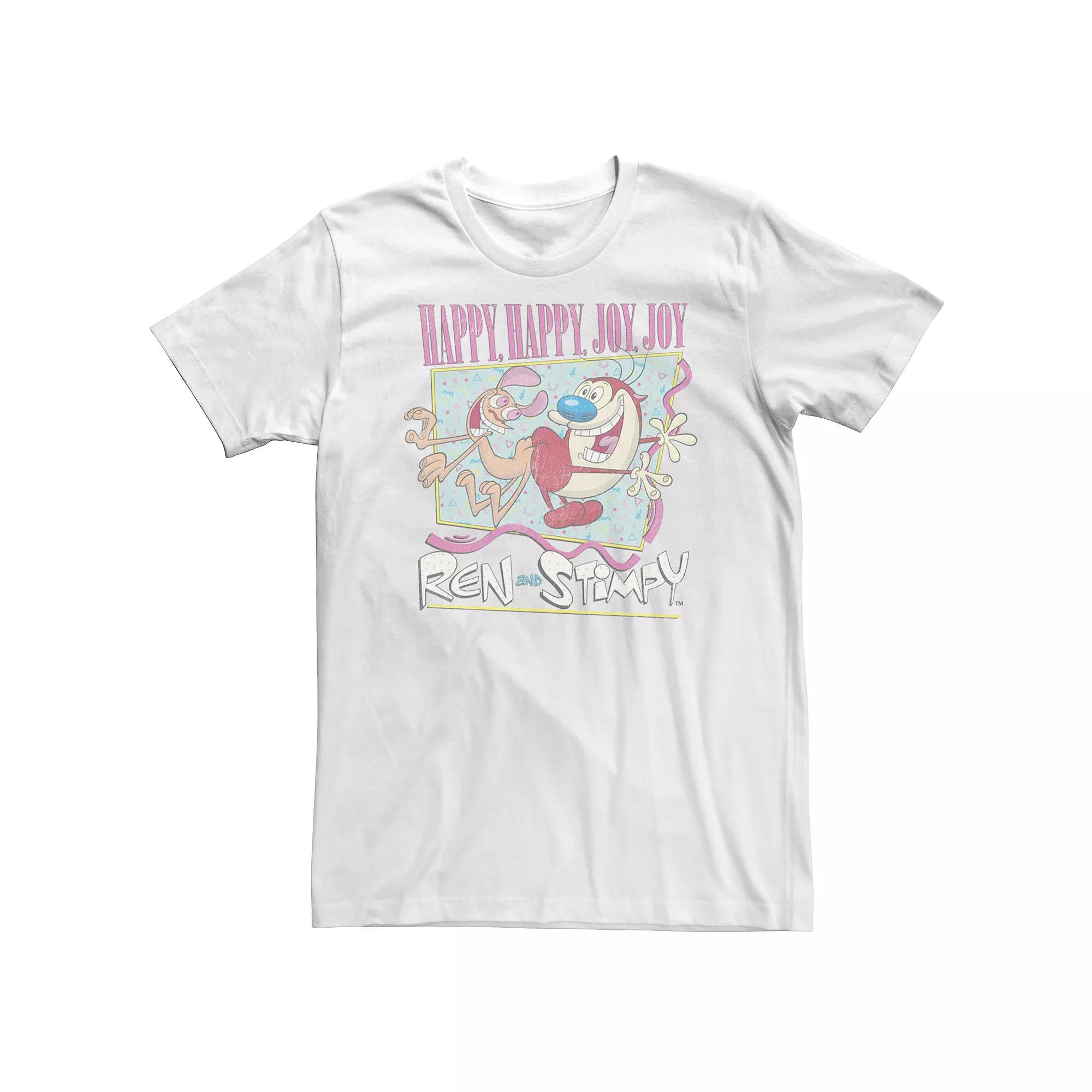 Big & Tall Nickelodeon Ren And Stimpy Happy Happy Joy Joy Retro Tee, Men's, Size: XXL Tall, White Product Image
