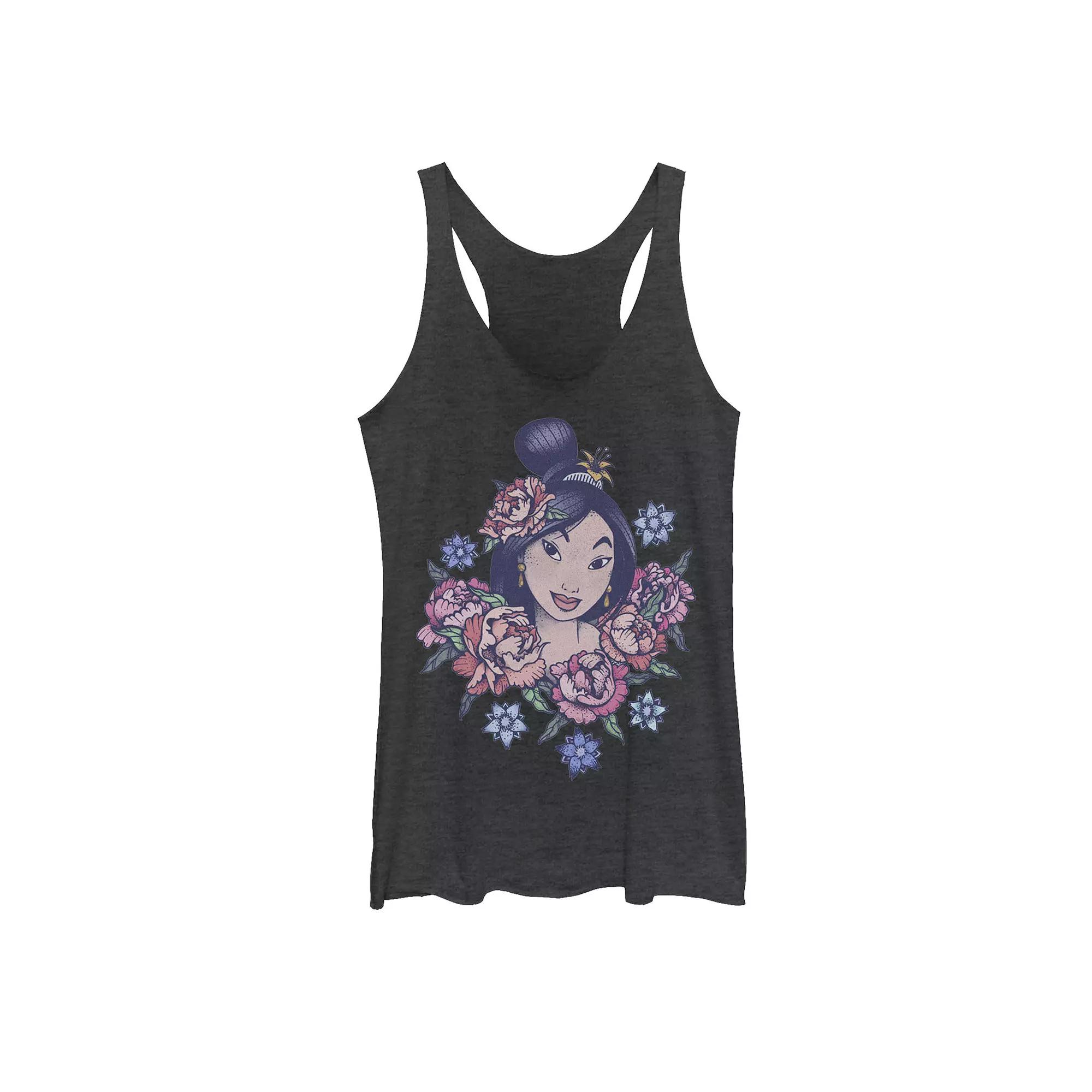 Disney's Mulan Juniors' Floral Portrait Vintage Graphic Tank Top, Girl's,  Product Image