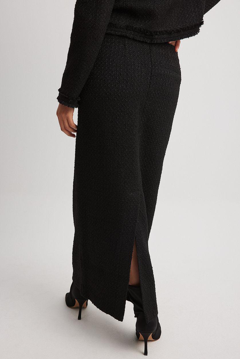 Pocket Detail Tweed Maxi Skirt Product Image