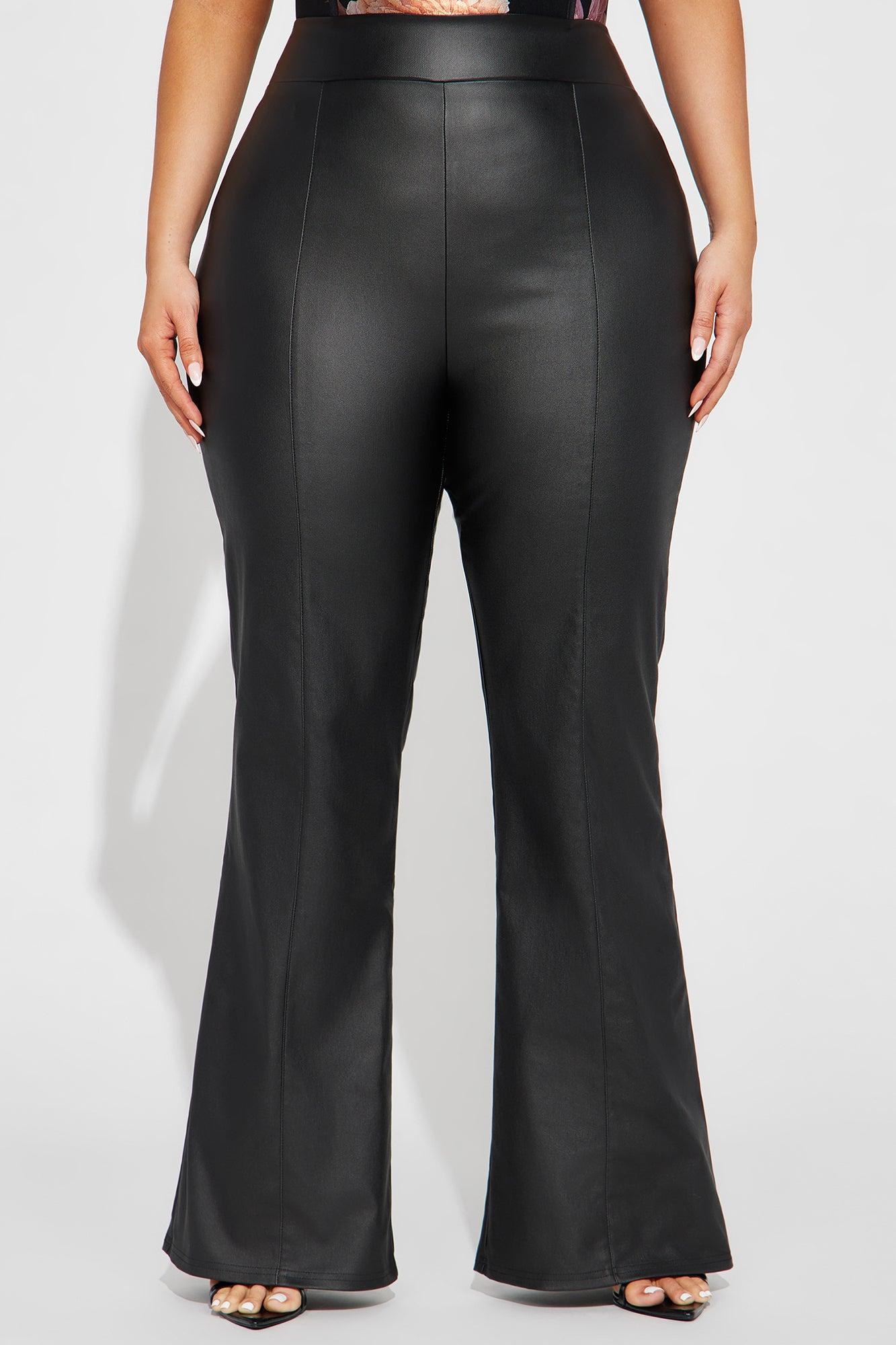 Tall Victoria High Waisted Dress Pants Faux Leather 37 - Black Product Image