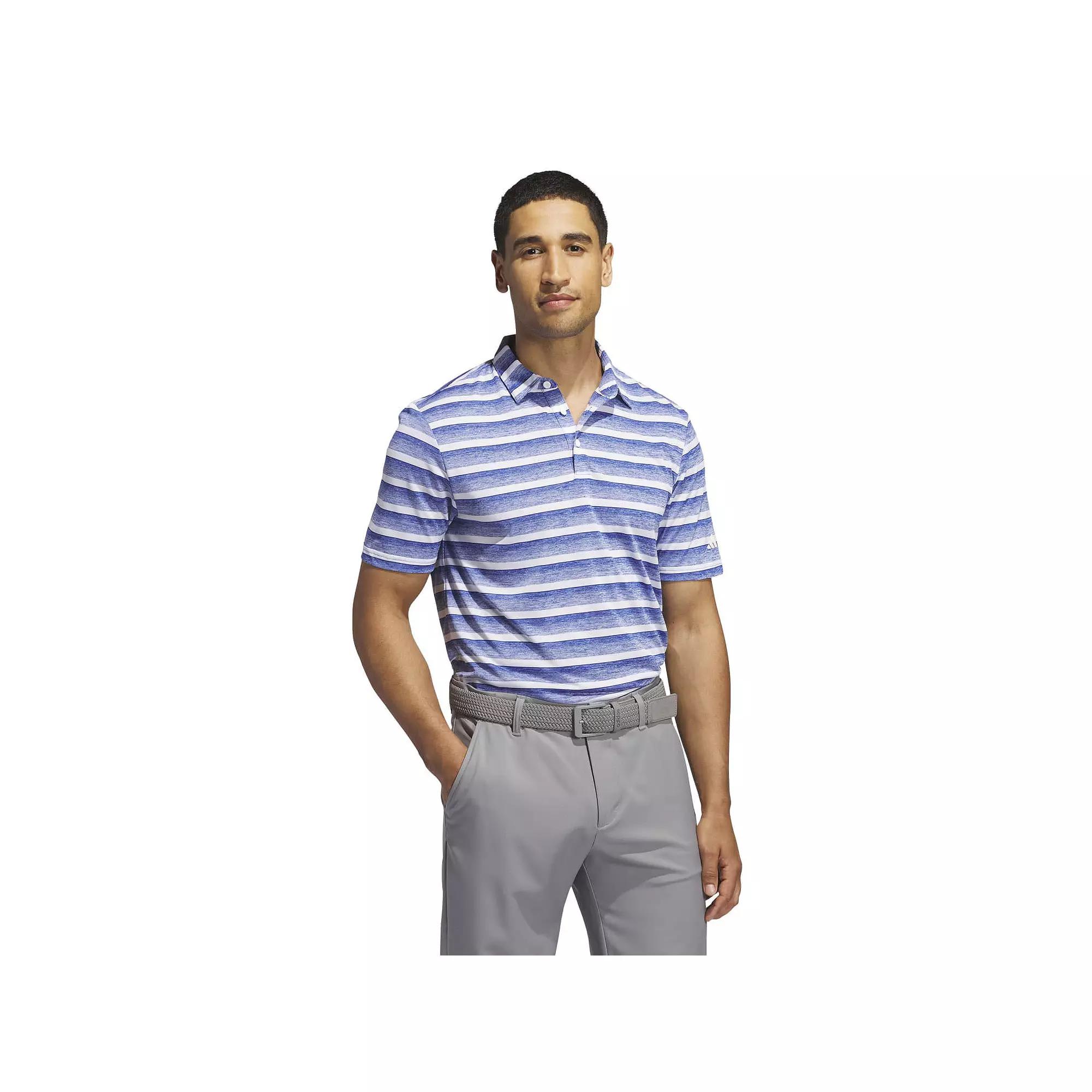 Men's adidas Two Color Stripe Golf Polo, Size: XXL, Royal Blue Product Image