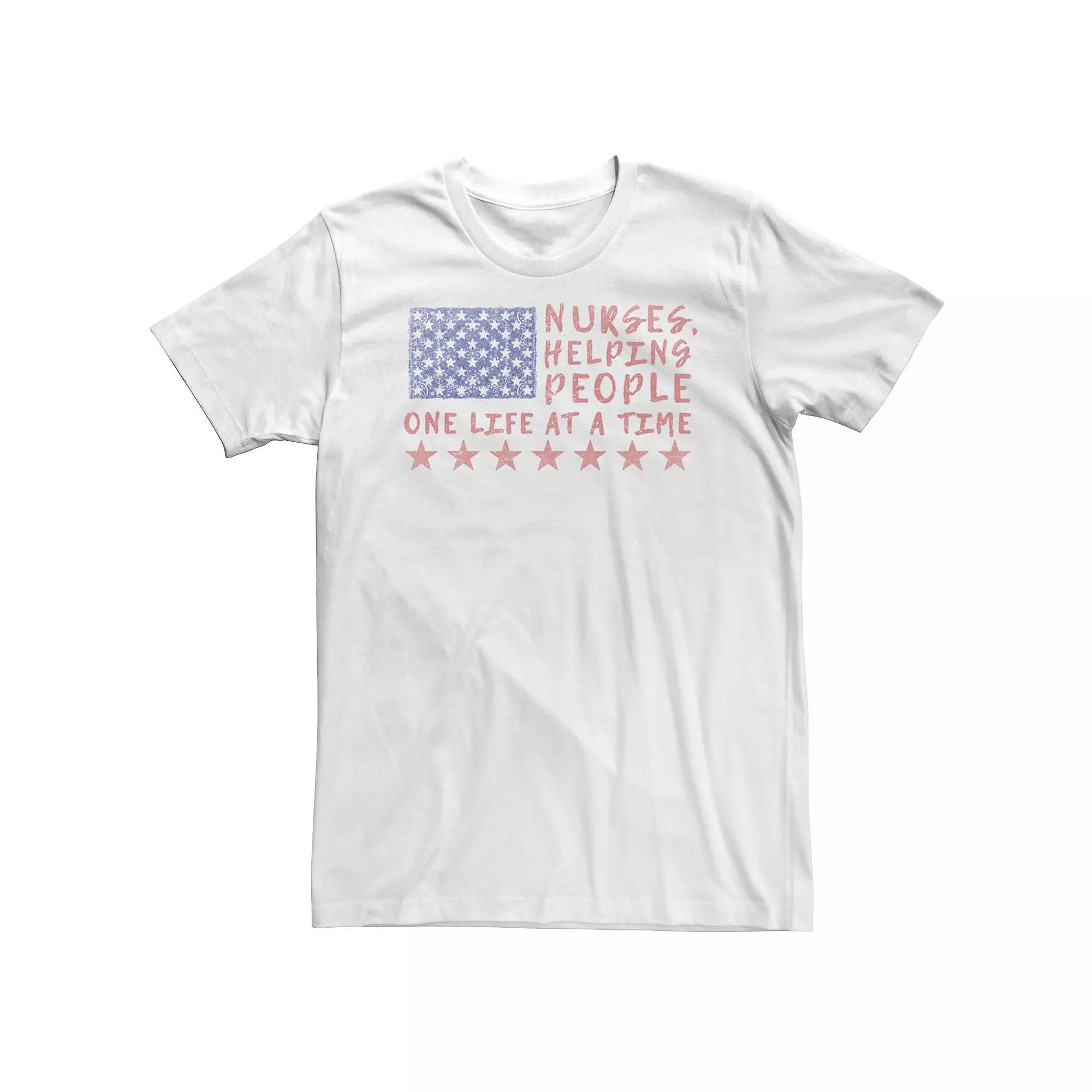 Big & Tall "Nurses, Helping People One Life At A Time" Tee, Men's, Size: 3XL, White Product Image