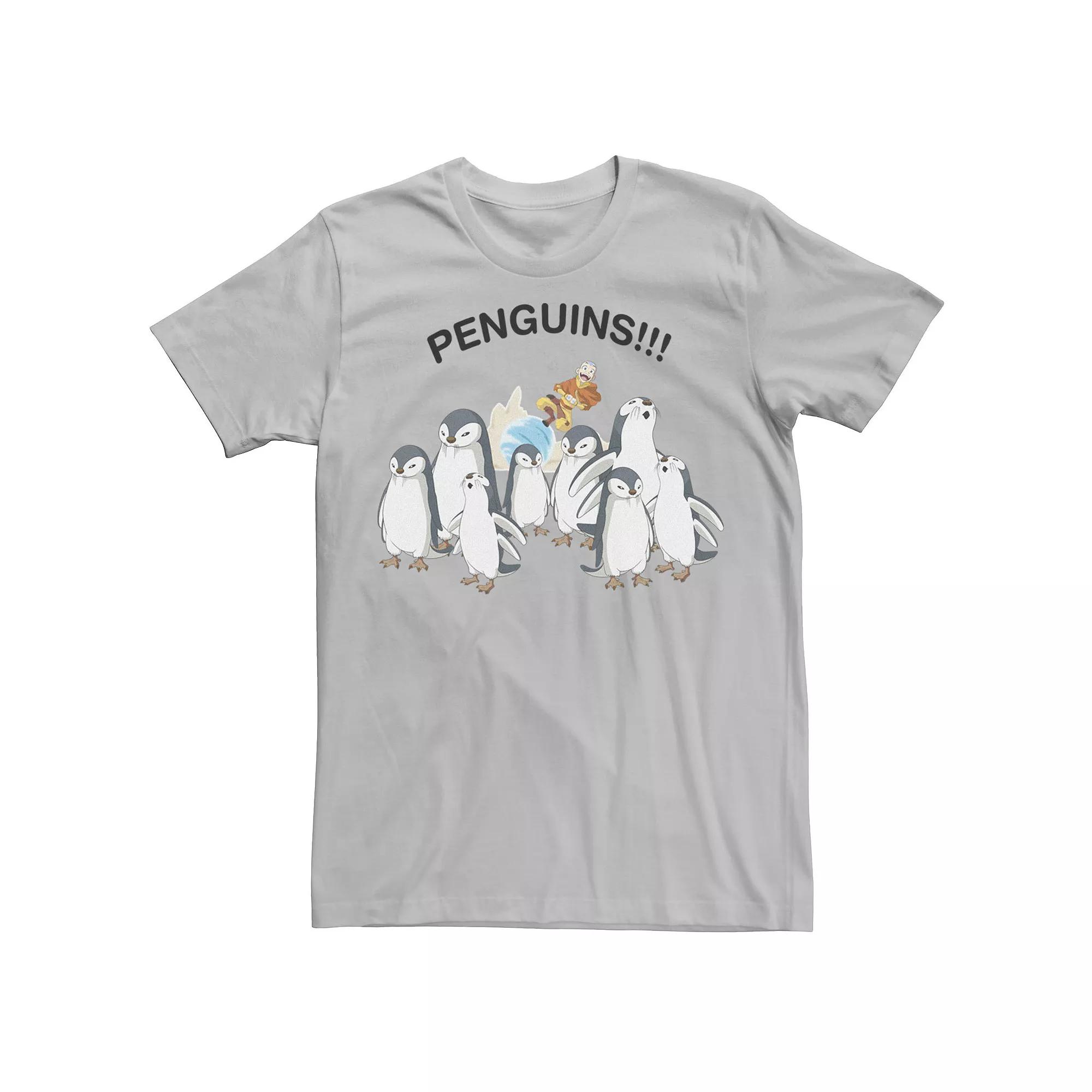 Men's Nickelodeon Avatar The Last Airbender Aang And Penguins!! Portrait Tee, Boy's,  Product Image