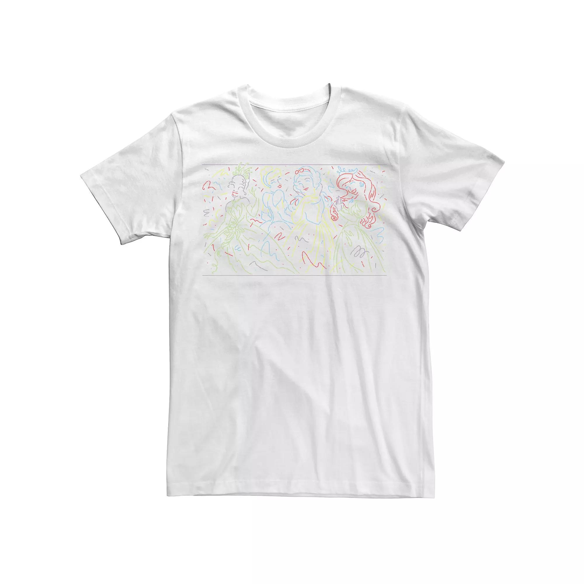 Men's Disney Princesses Neon Line Art Group Shot Tee,  Product Image