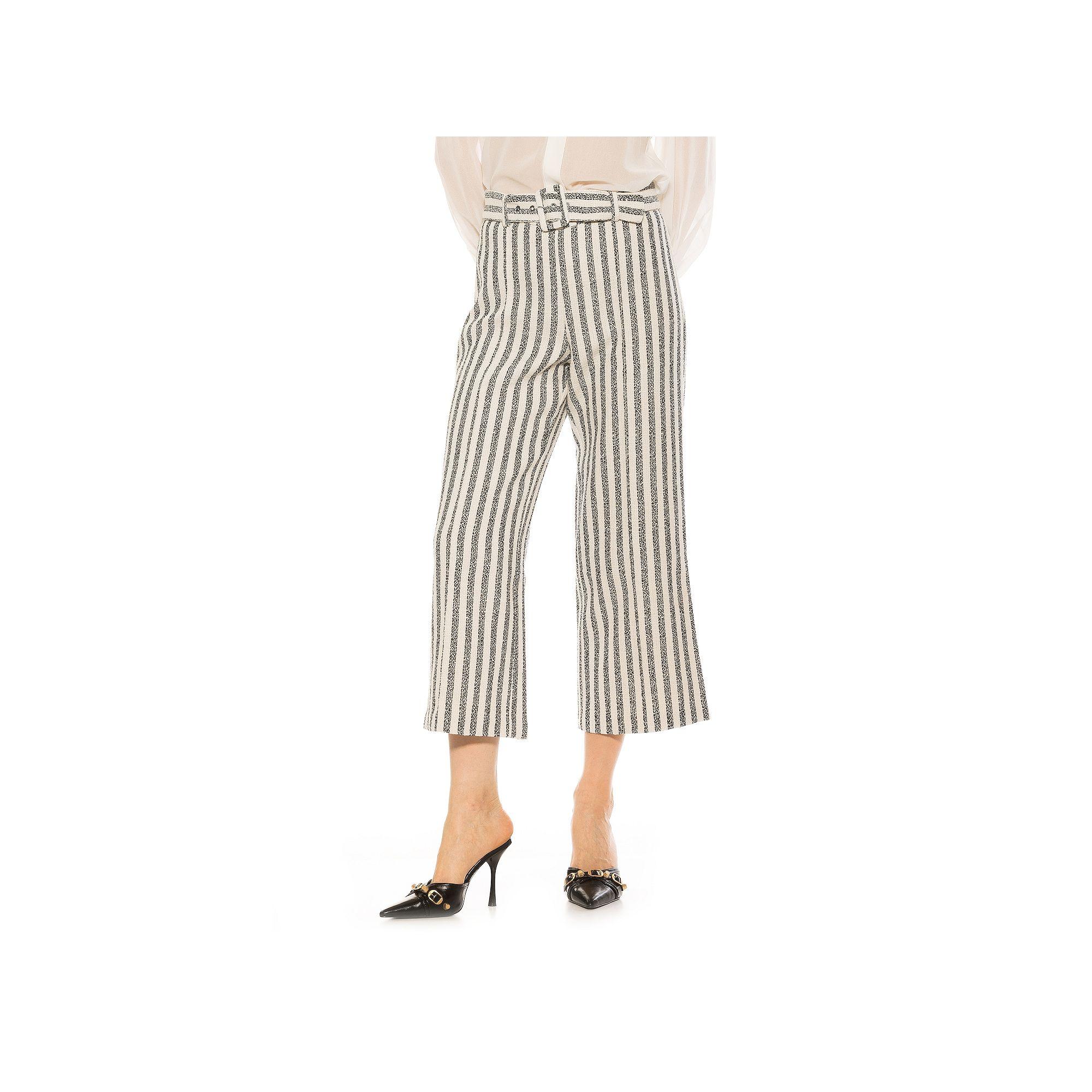 Women's ALEXIA ADMOR Caden Belted Wide Leg Pants, Size: 4, Blue Stripe Product Image
