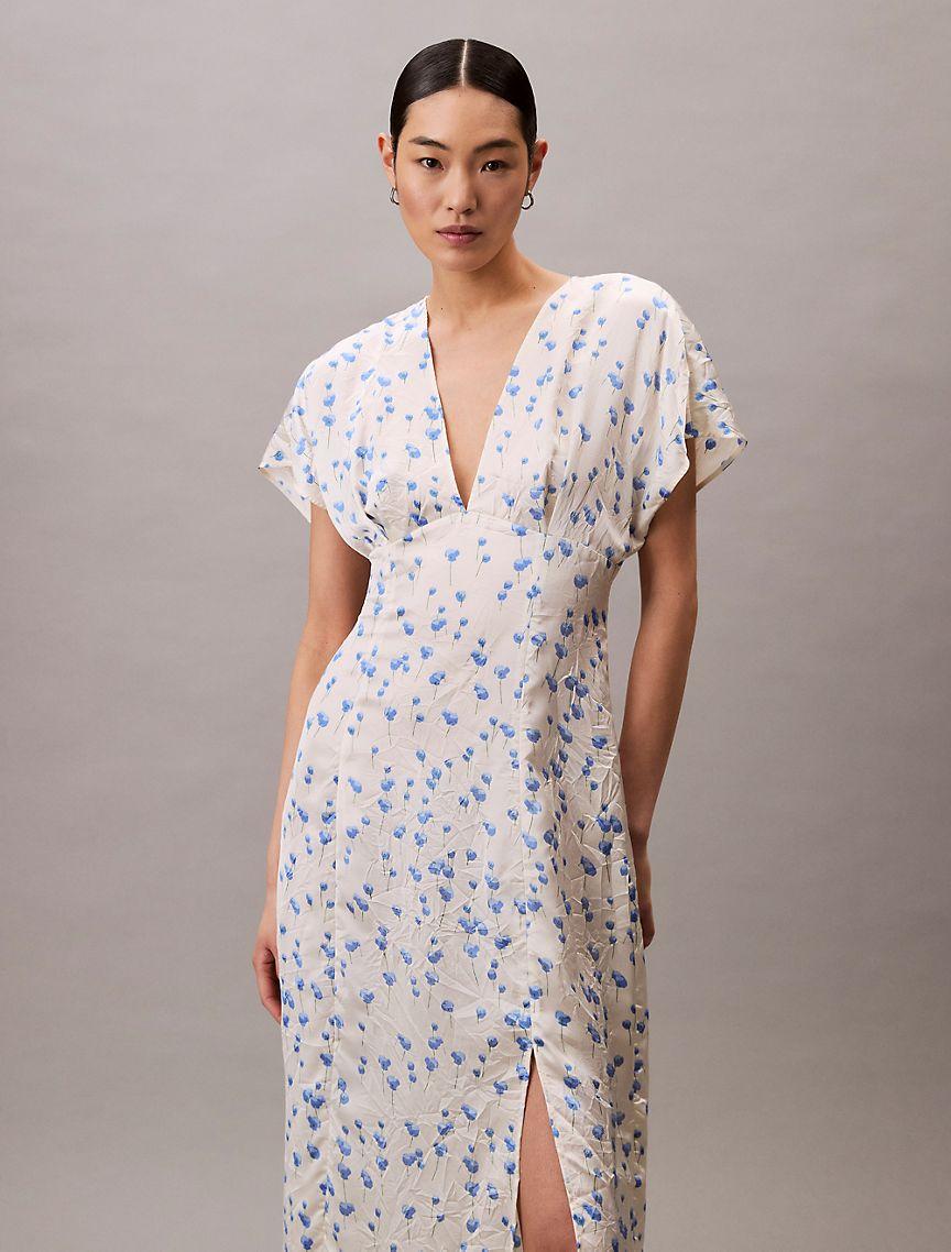 Printed Satin Midi Dress  Product Image