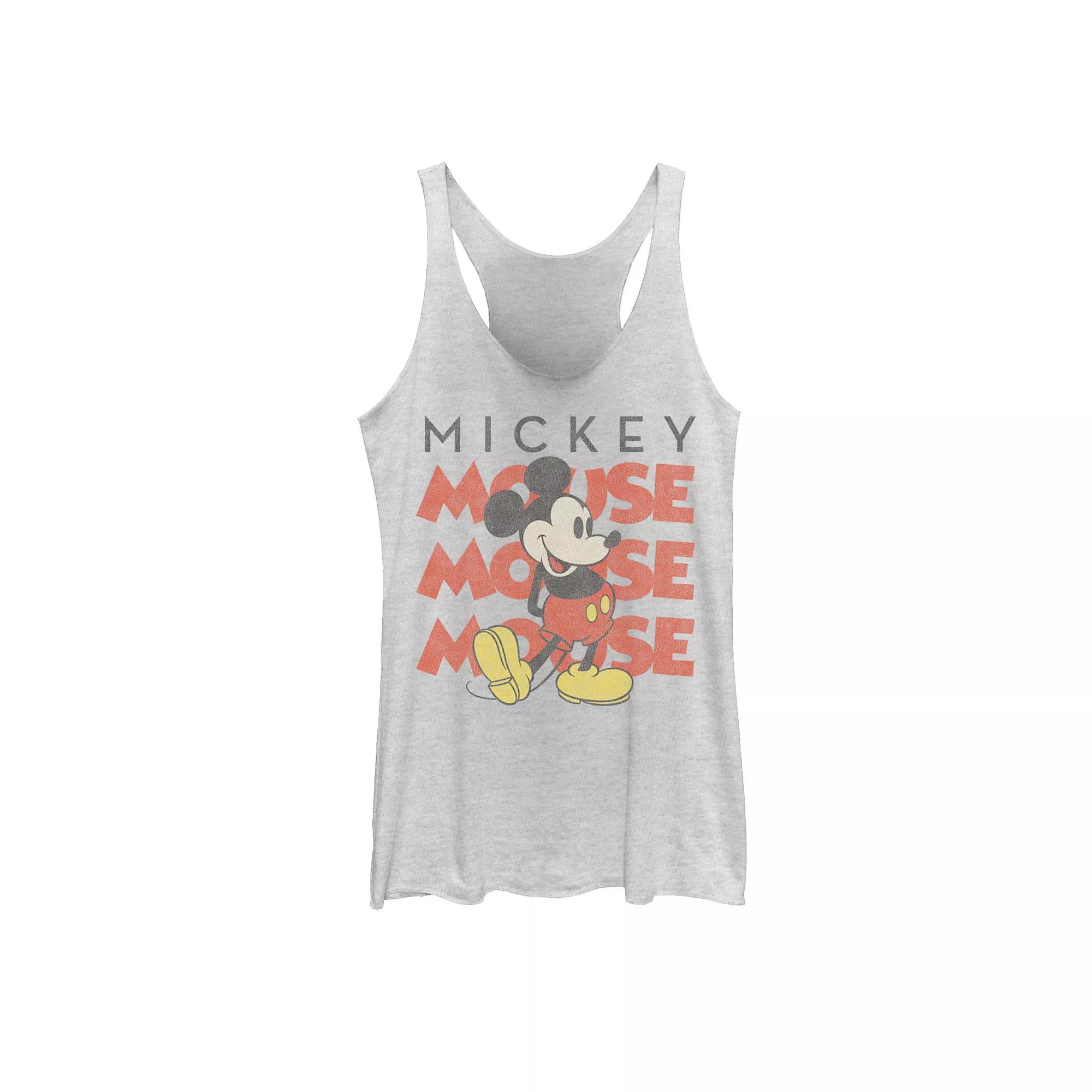 Disney's Mickey And Friends Mickey Mouse Juniors' Racerback Graphic Tank Top, Girl's, Size: XS, White Grey Product Image