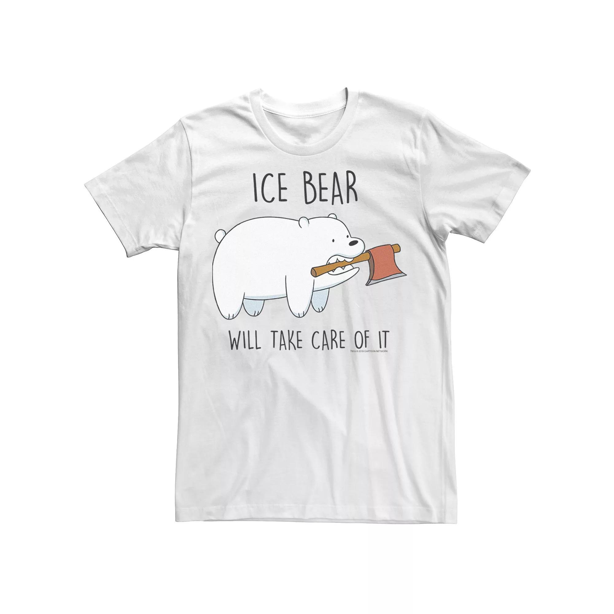 Men's Cartoon Network We Bare Bears Ice Bear Take Care Of It Axe Tee,  Product Image