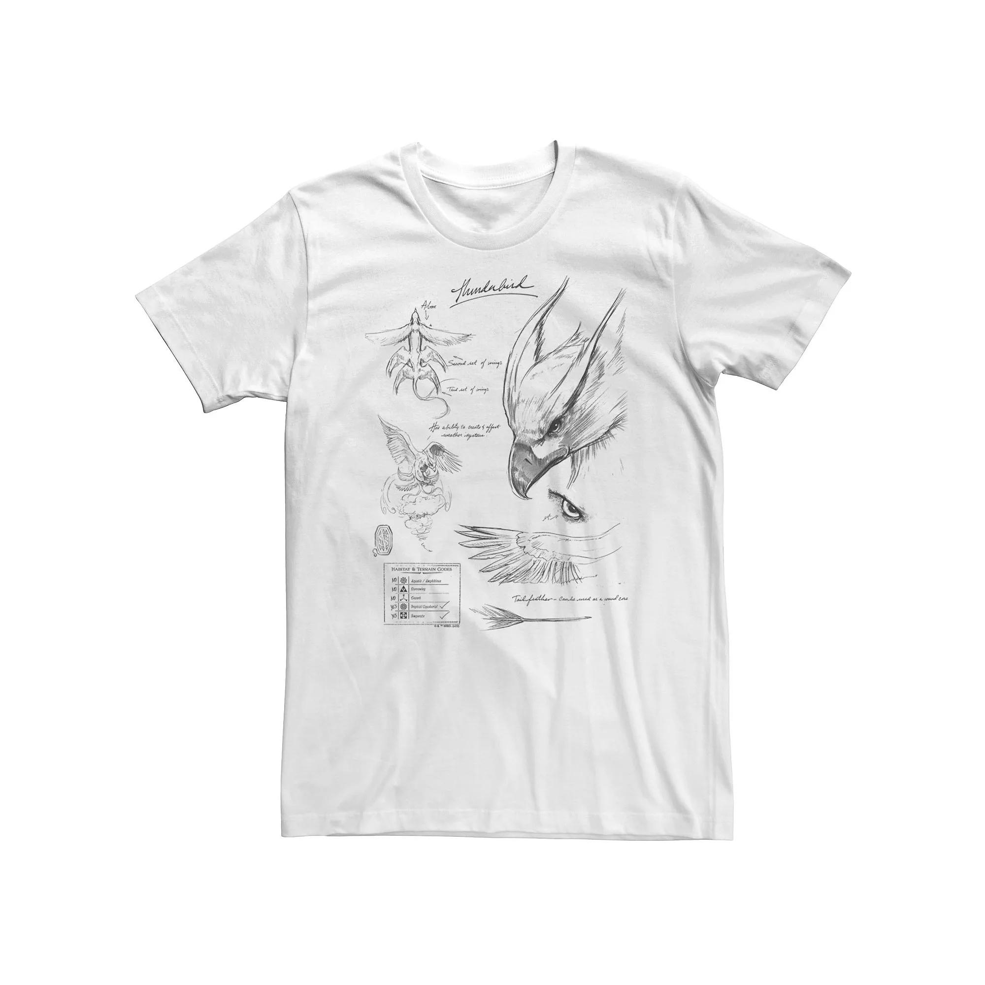Big & Tall Fantastic Beasts - Grindelwald Thunderbird Study Notebook Sketch Tee, Men's,  Product Image