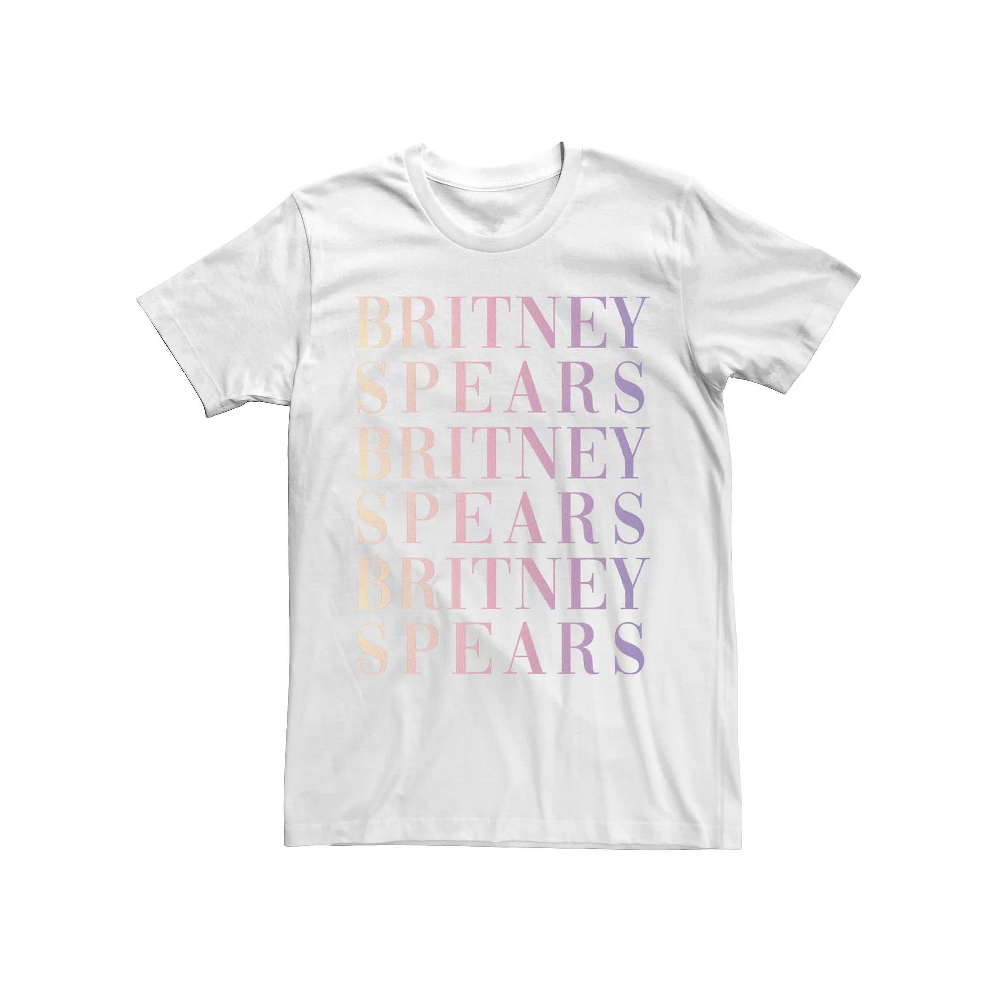 Men's Britney Spears Gradient Name Word Stack Tee, Size: Small, White Product Image