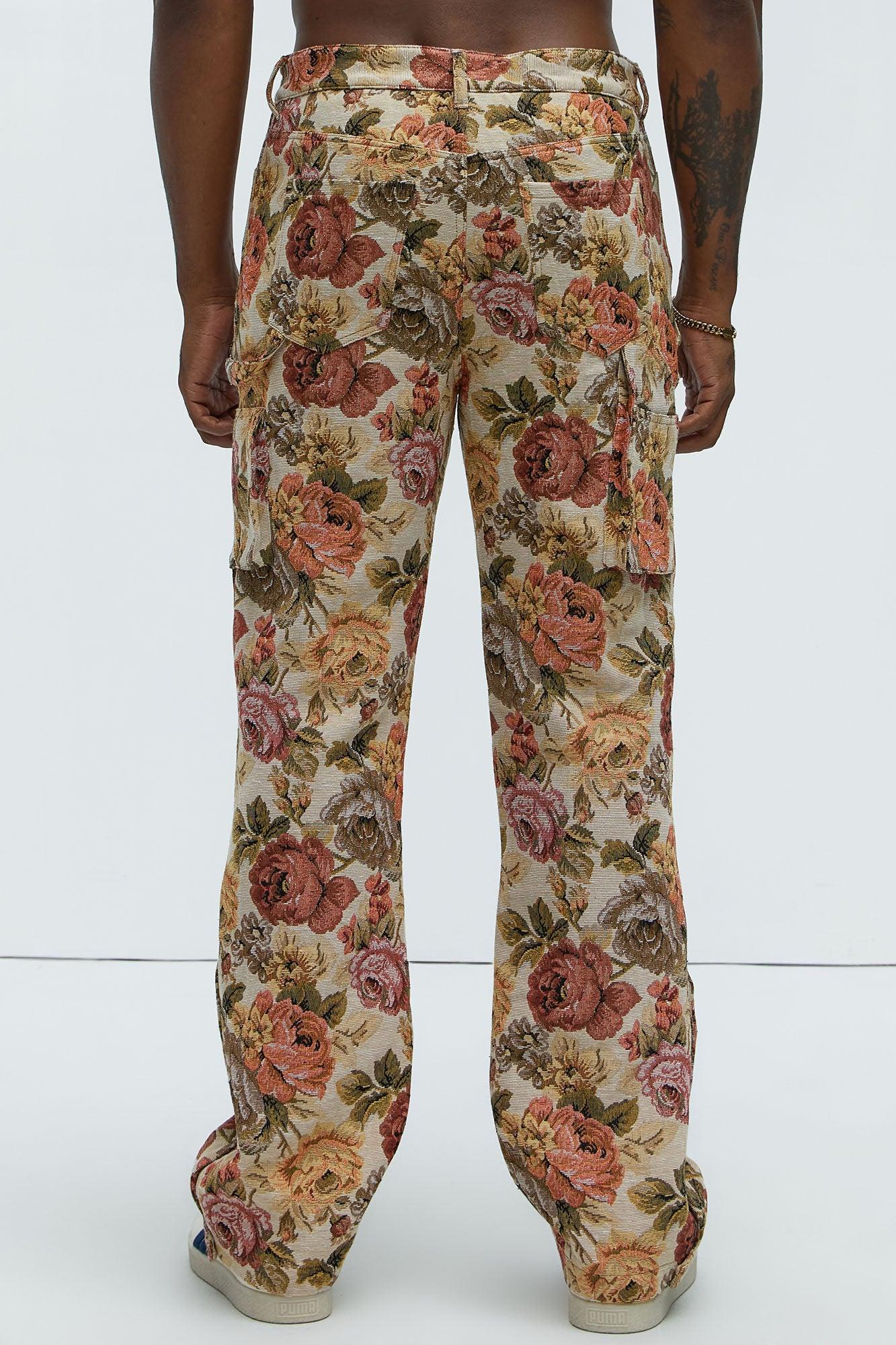 Bellevue Flared Tapestry Carpenter Pants - Taupe/combo Product Image