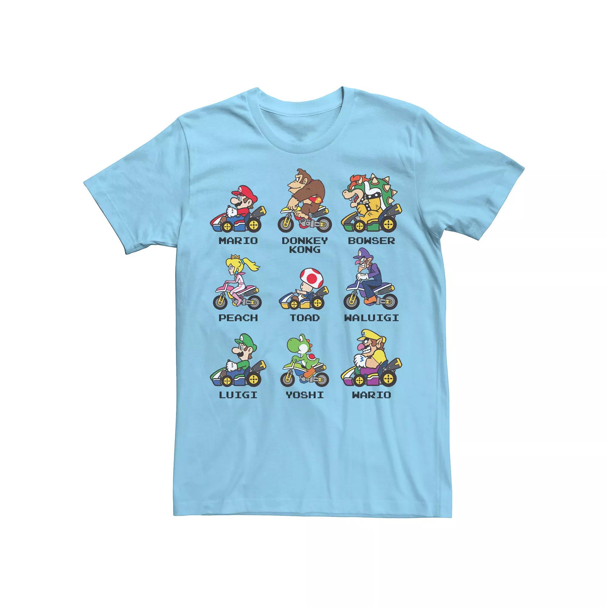 Men's Nintendo Mario Kart Racers Side View Names Tee,  Product Image