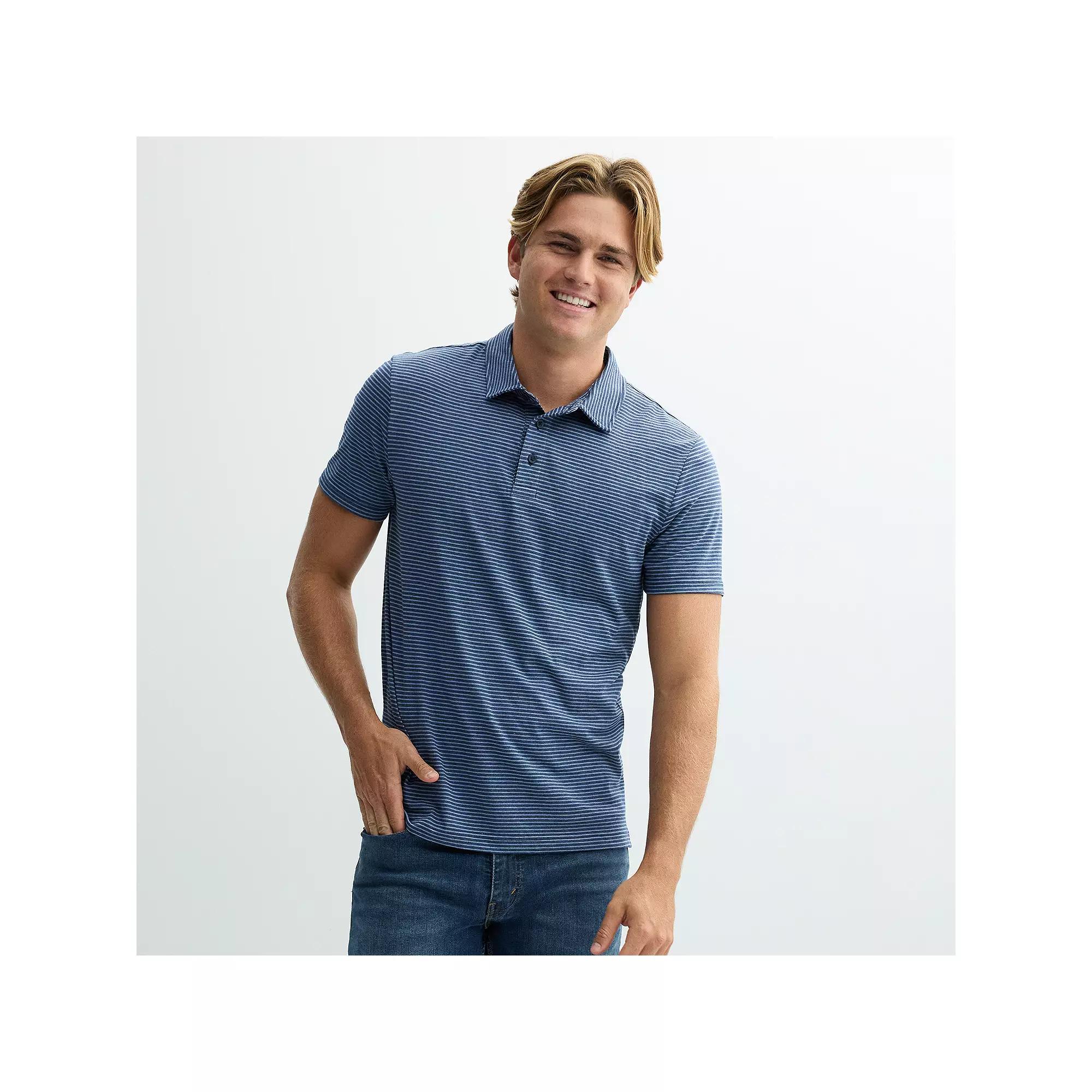 Men's Sonoma Goods For Life® The Super Soft Polo, Size: Large, Blue Stripe Product Image