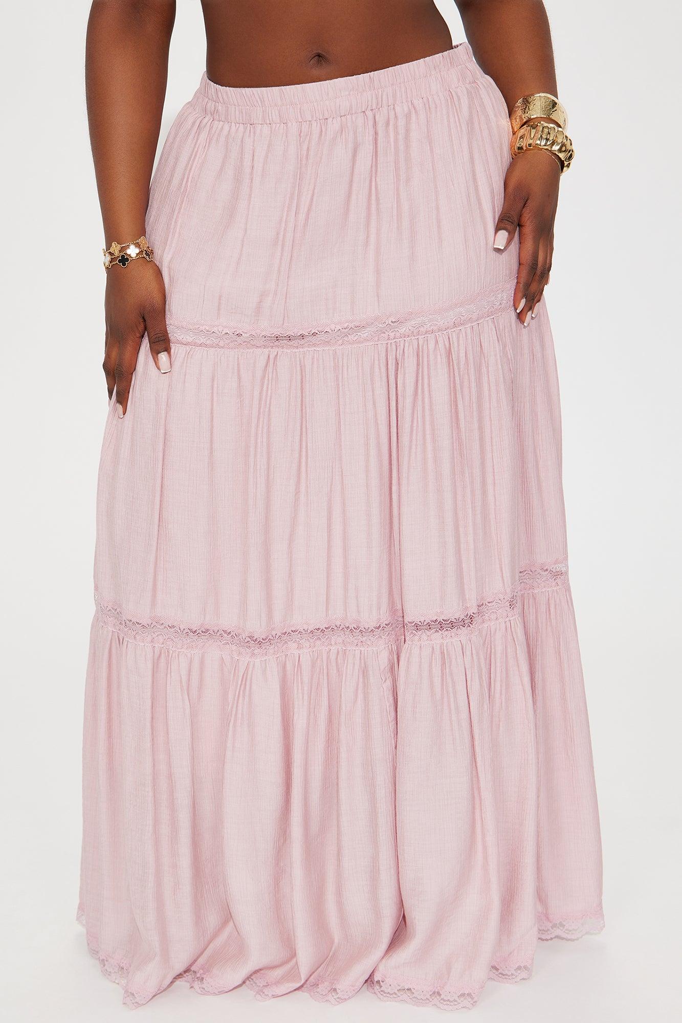 Natalia Tiered Gauze Maxi Skirt - Pink Product Image