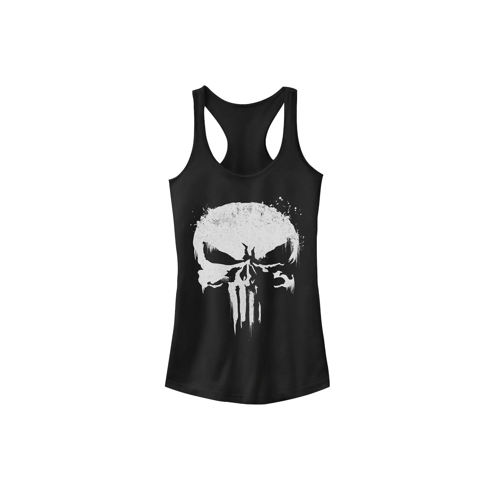 Juniors Marvel Punisher White Paint Splatter Skull Tank Top, Girl's,  Product Image