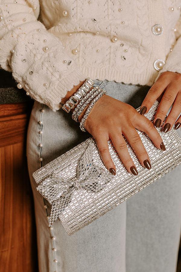 Gala Ready Rhinestone Clutch in Silver Product Image
