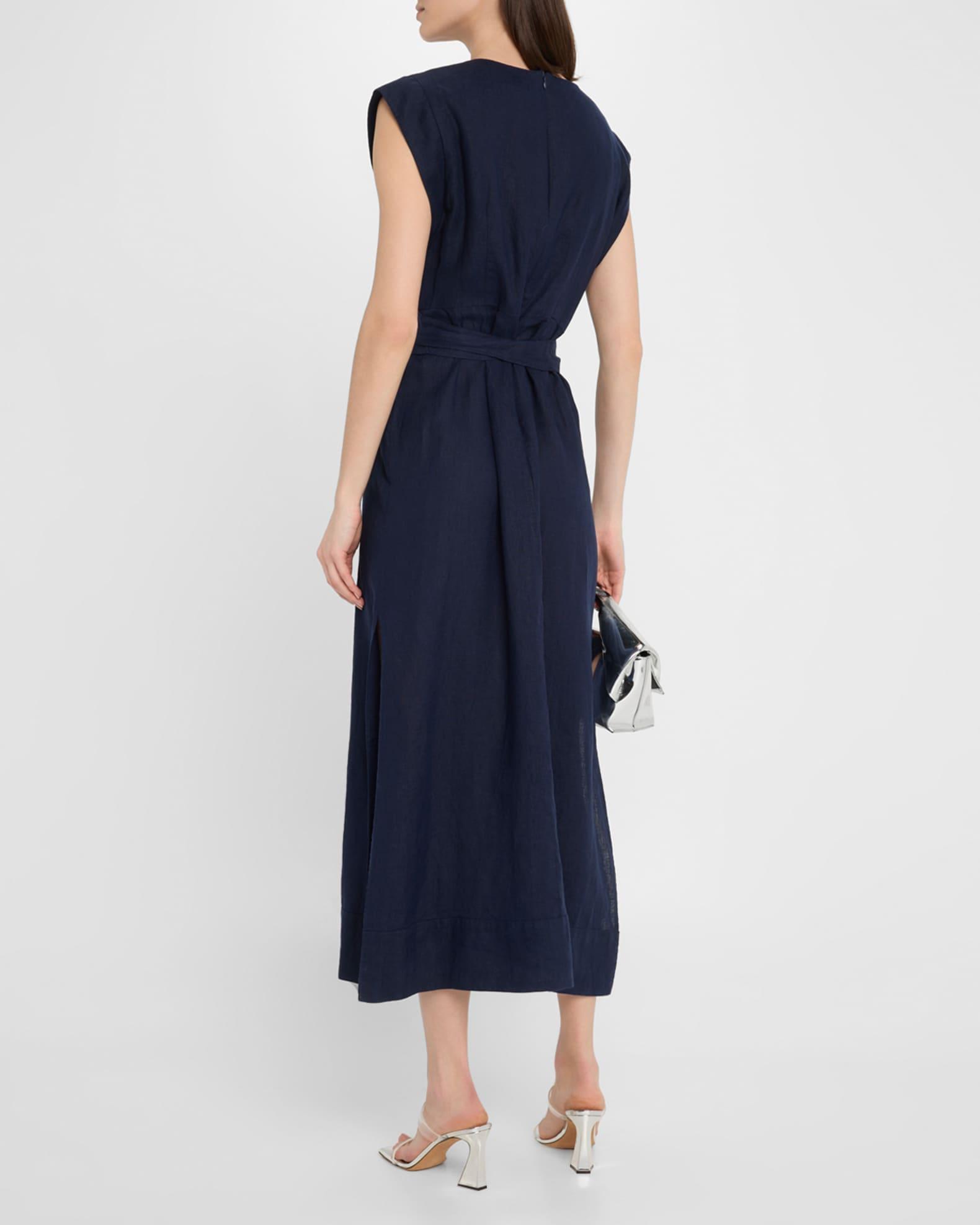 Beverly Tie-Waist Washed Linen Midi Dress Product Image