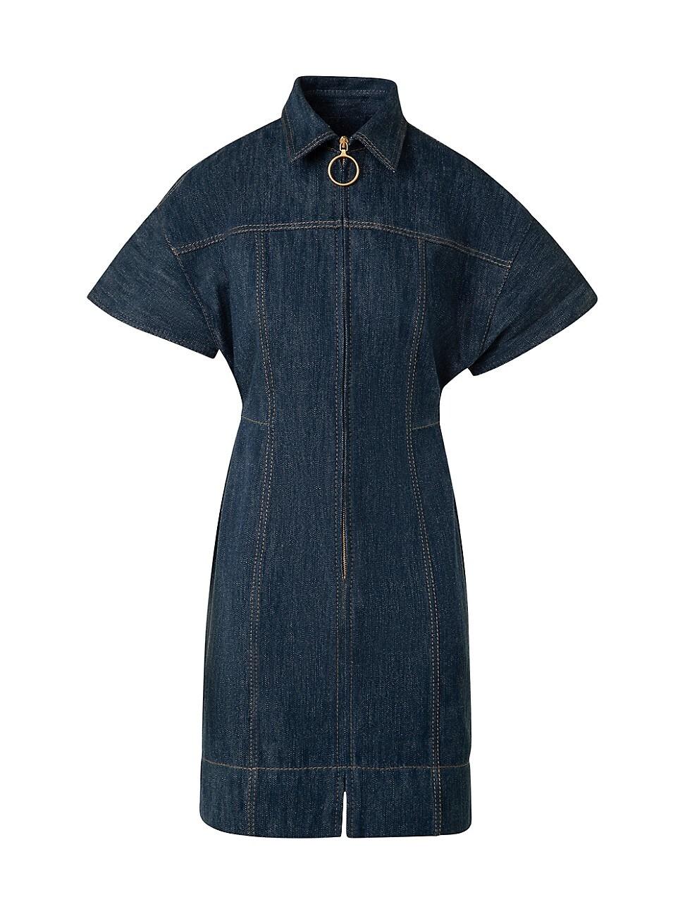 Womens Cotton-Wool Denim Zip-Front Dress Product Image
