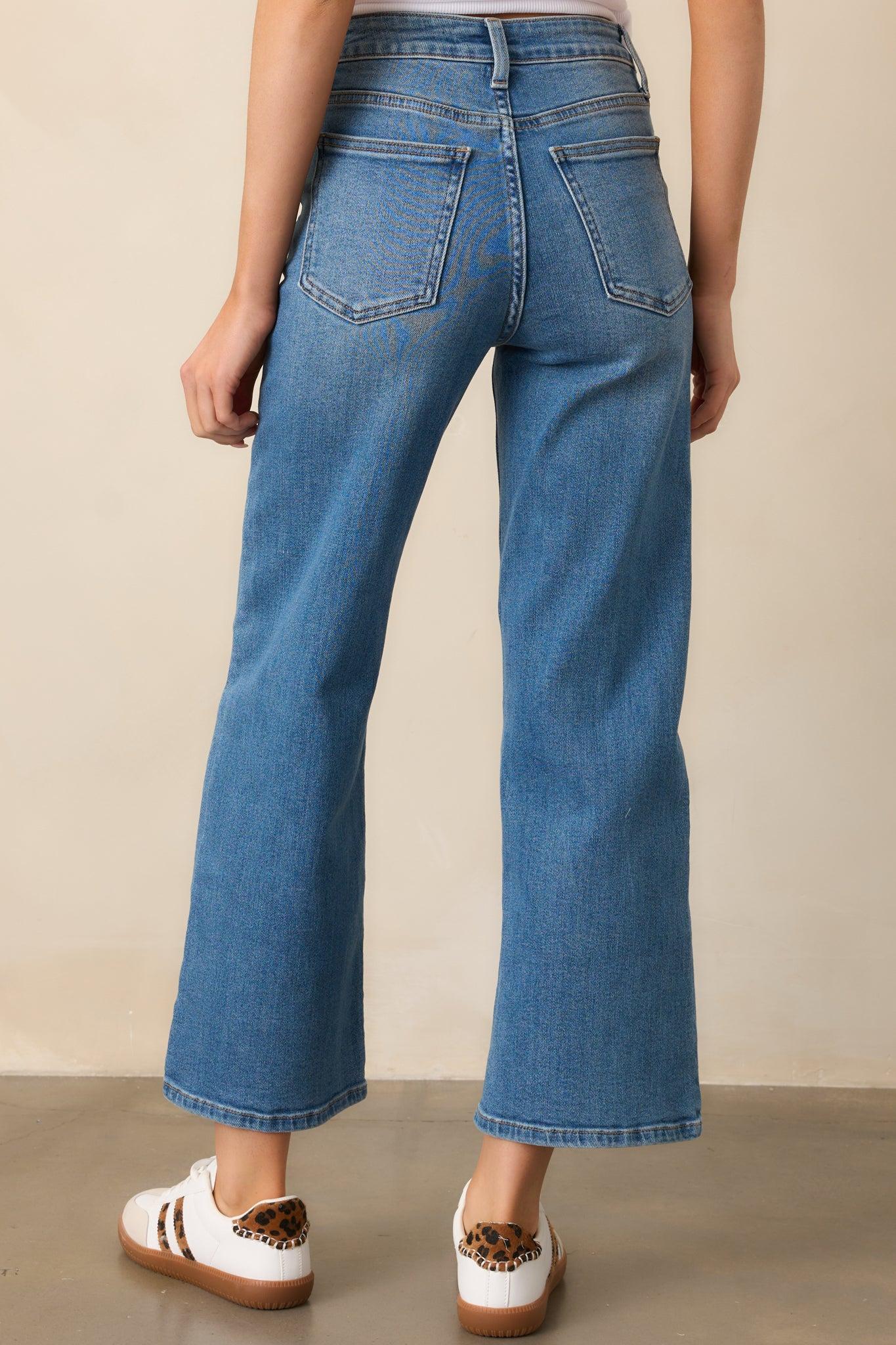 Into The Clouds Medium Wash Cropped Wide Leg Jeans (RESTOCK JAN 2026) Product Image