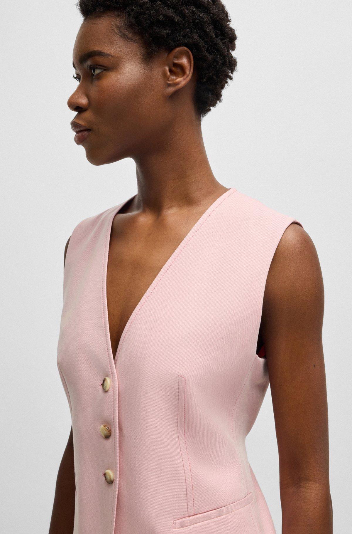 BOSS - Single-breasted waistcoat with adjustable strap - Light Purple Product Image