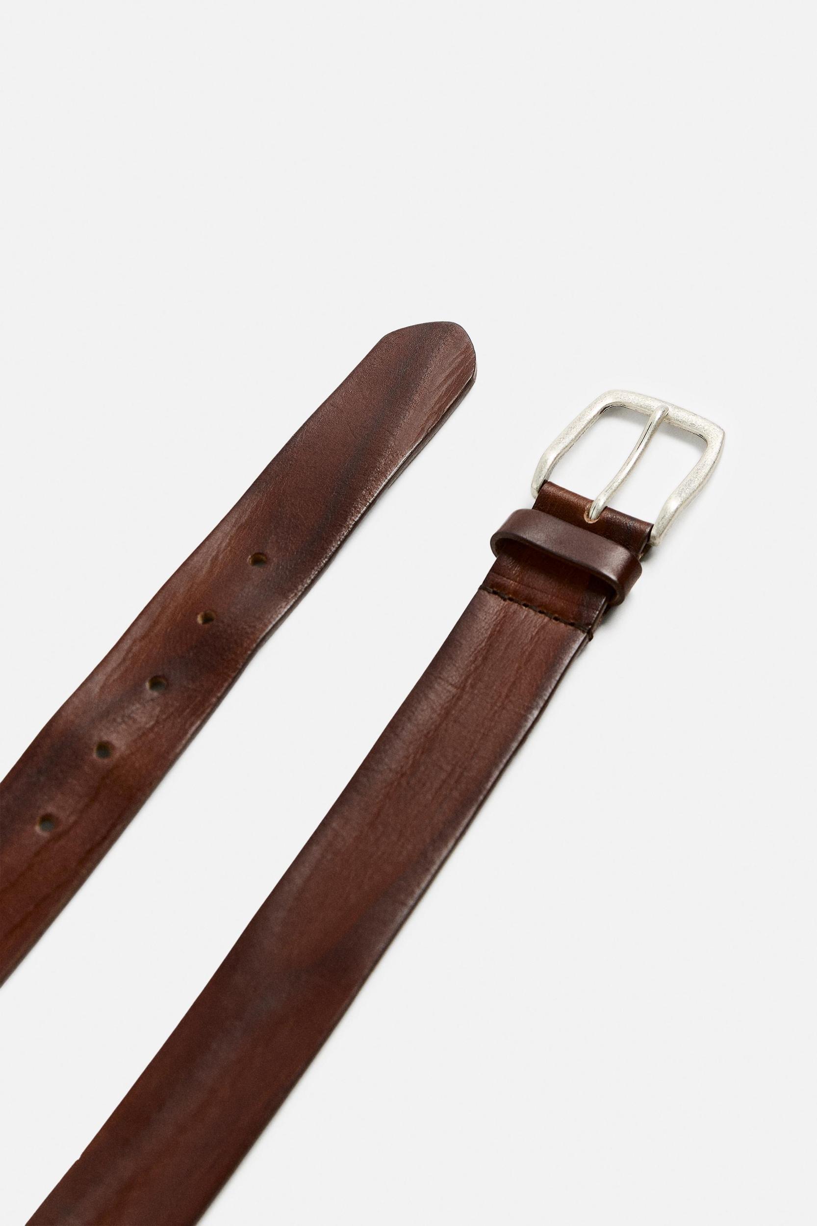 VINTAGE EFFECT LEATHER BELT Product Image