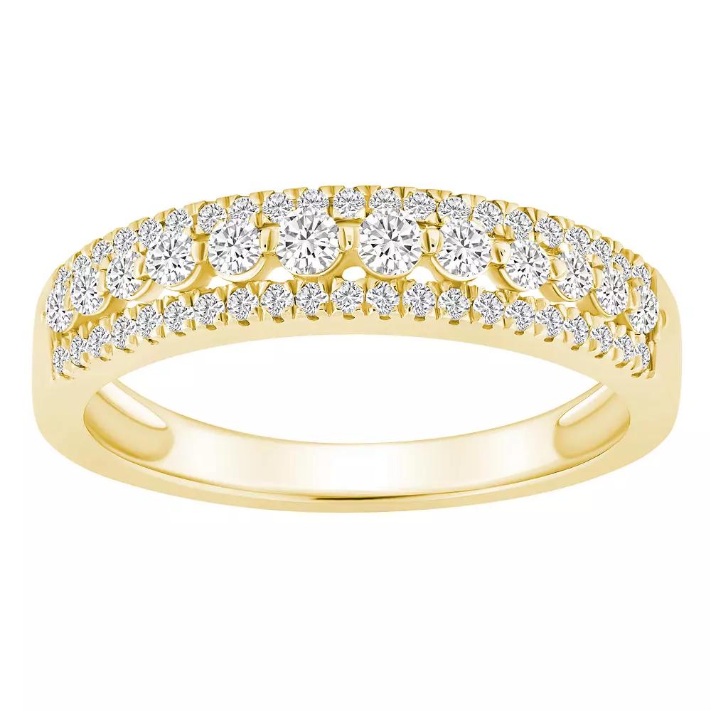 Alyson Layne 14k Gold 1/2 Carat T.W. Diamond Three-Row Wedding Band, Womens Product Image
