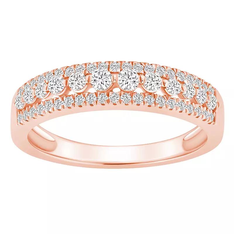 Alyson Layne 14k Gold 1/2 Carat T.W. Diamond Three-Row Wedding Band, Womens Product Image