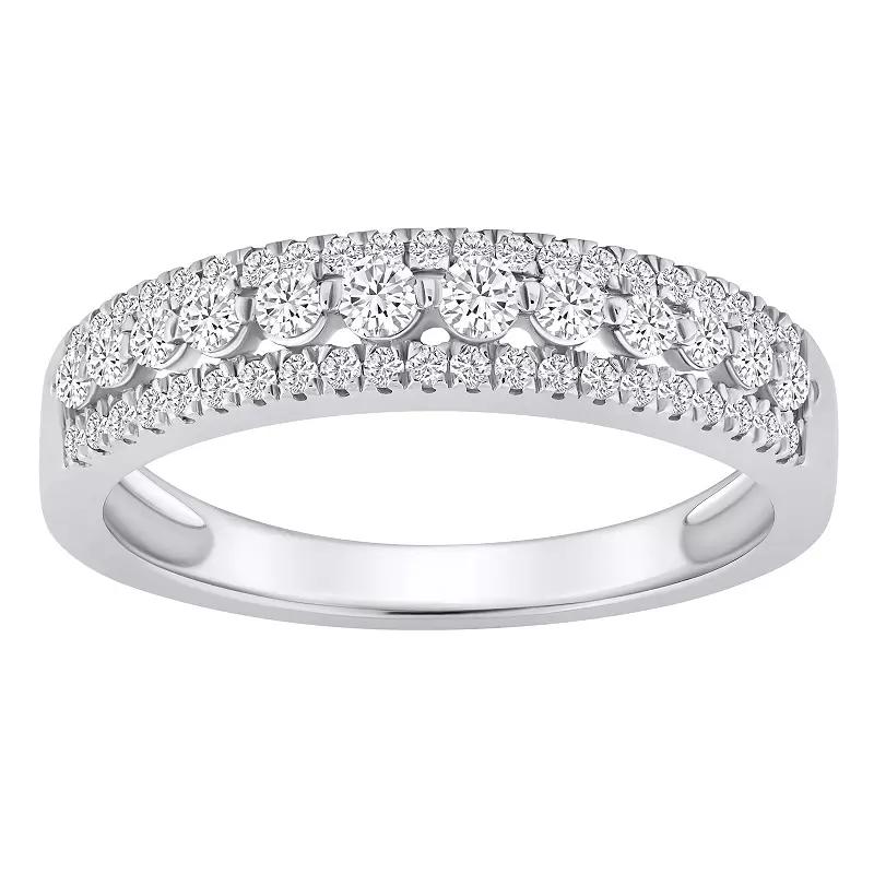 Alyson Layne 14k Gold 1/2 Carat T.W. Diamond Three-Row Wedding Band, Womens Product Image