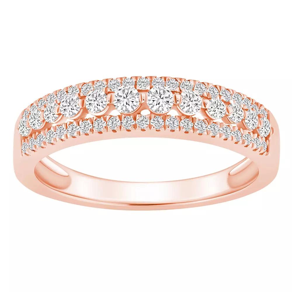 Alyson Layne 14k Gold 1/2 Carat T.W. Diamond Three-Row Wedding Band, Womens Product Image