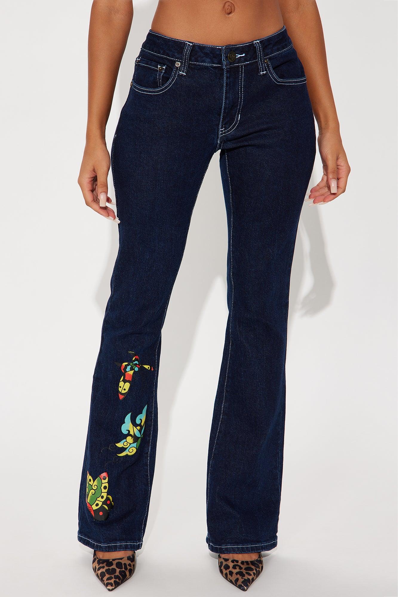 Ed Hardy Butterflies Bootcut Jeans - Medium Wash Female Product Image