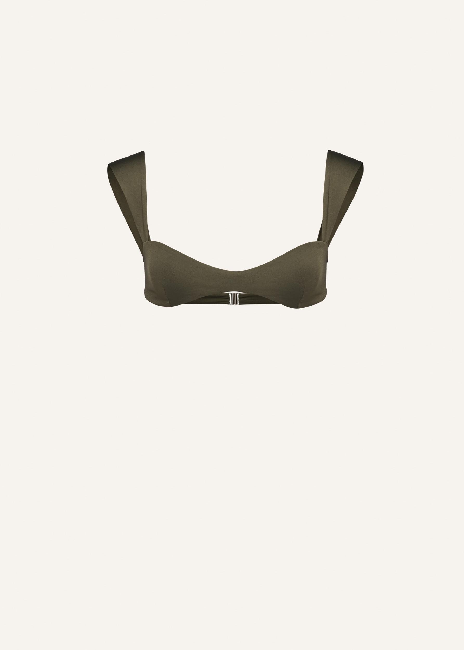 Retro bustier swim top in khaki Product Image