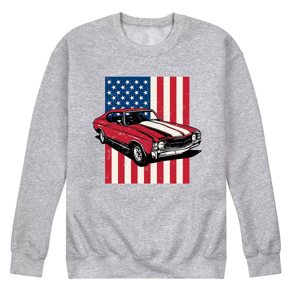 Men's Muscle Car American Flag Graphic Sweatshirt,  Product Image