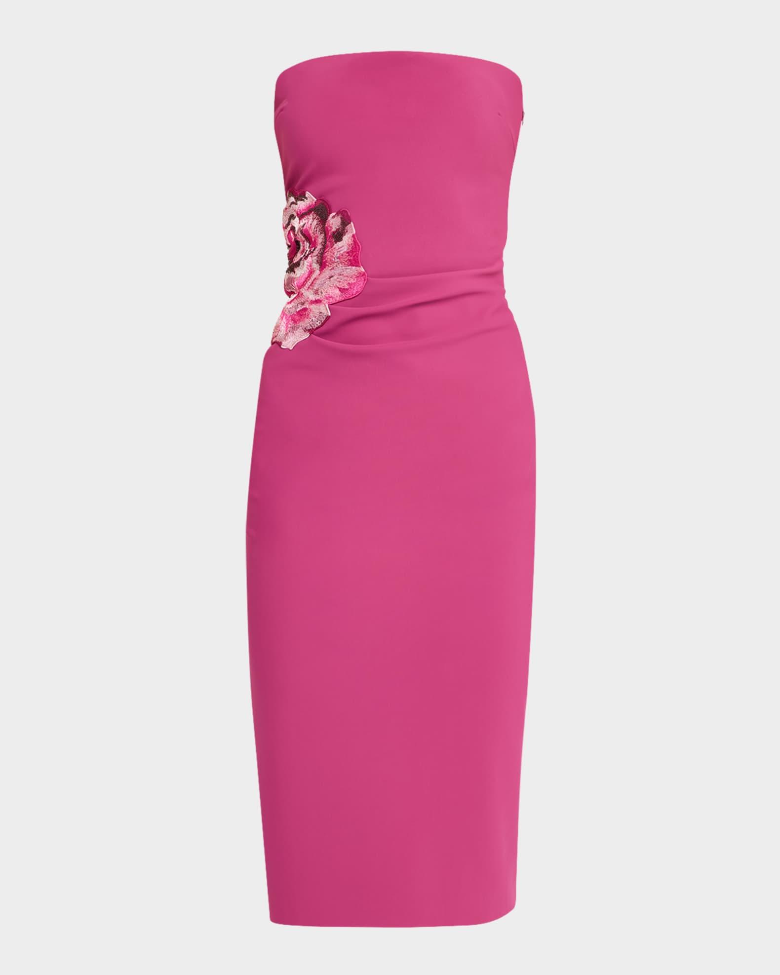 Itala Strapless Floral-Embroidered Midi Dress Product Image
