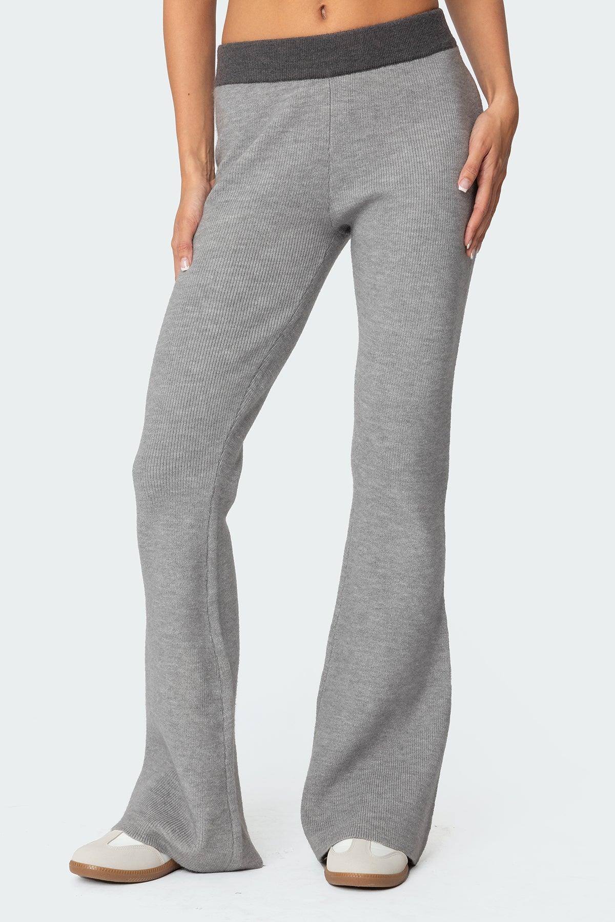 Lei Contrast Knit Flared Pants Product Image