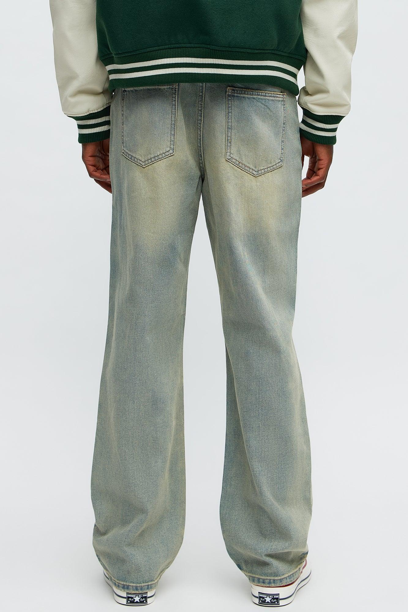 Get Down Distressed Straight Jeans - Vintage Blue Wash Product Image