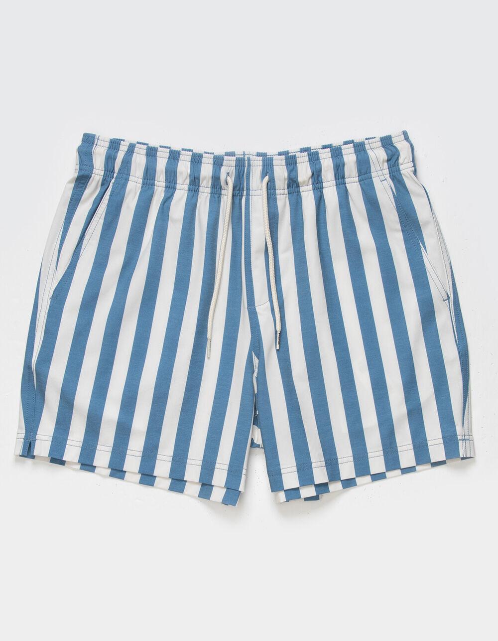 RSQ Mens Bold Stripe 5" Swim Shorts - NAVY/WHITE Product Image