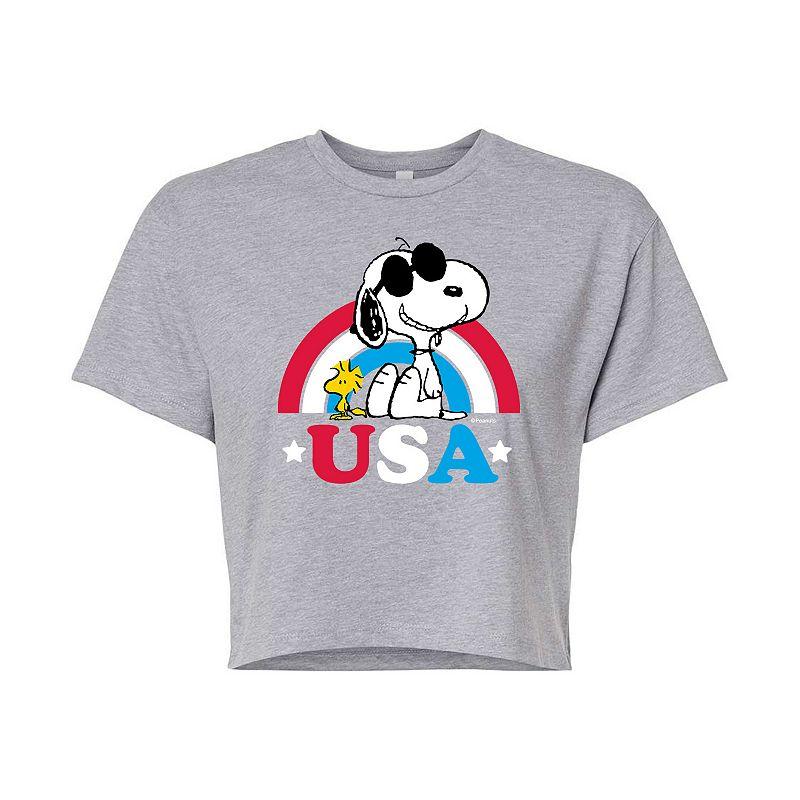 Juniors' Peanuts USA Rainbow Cropped Tee, Girl's,  Product Image