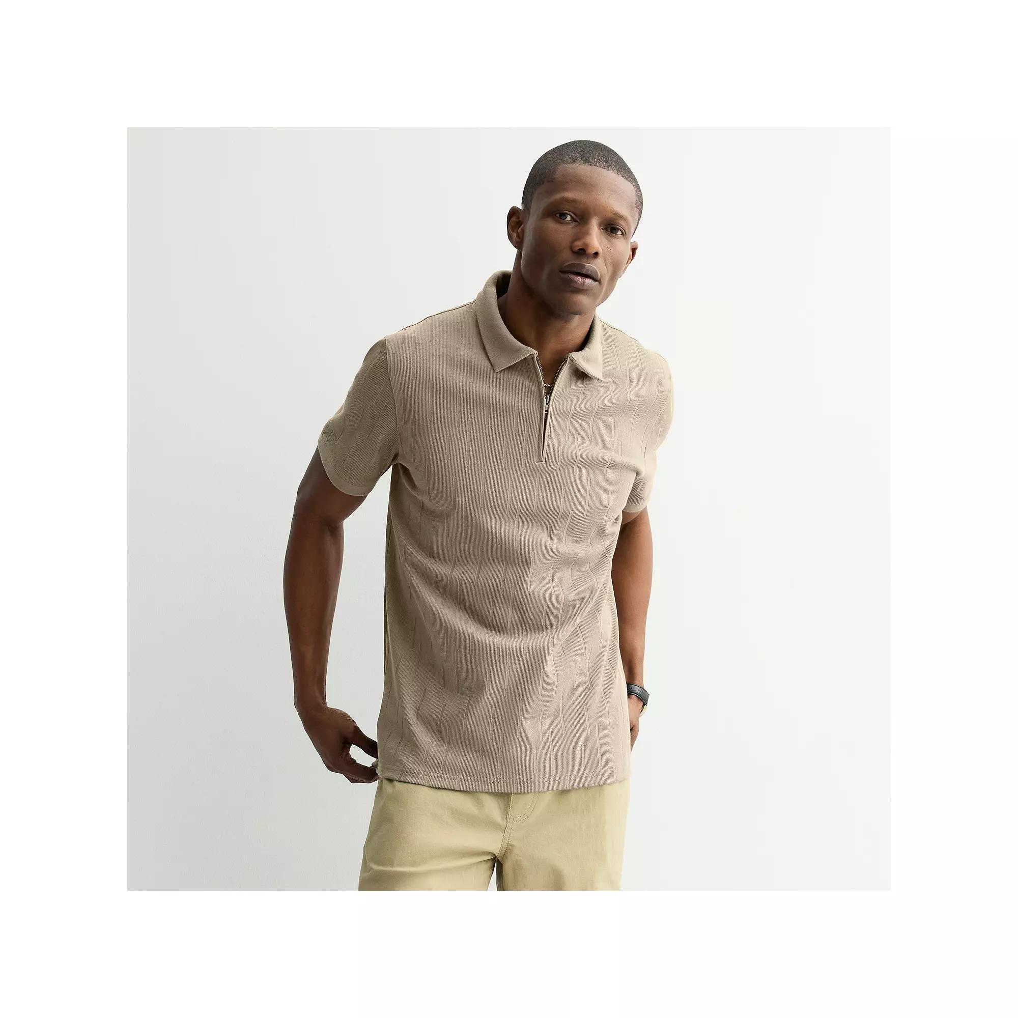 Men's Apt. 9® Zipper Polo, Size: XL, Beige Product Image