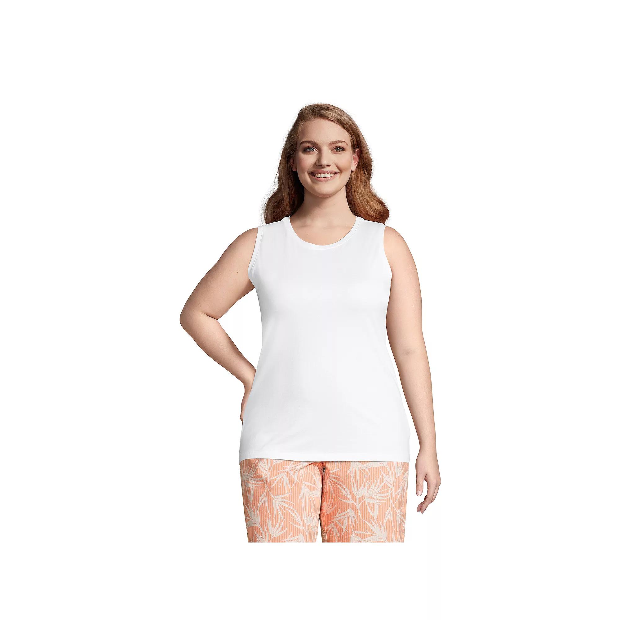Plus Size Lands' End Power Performance Tunic Tank, Women's, Size: 2XL, White Product Image