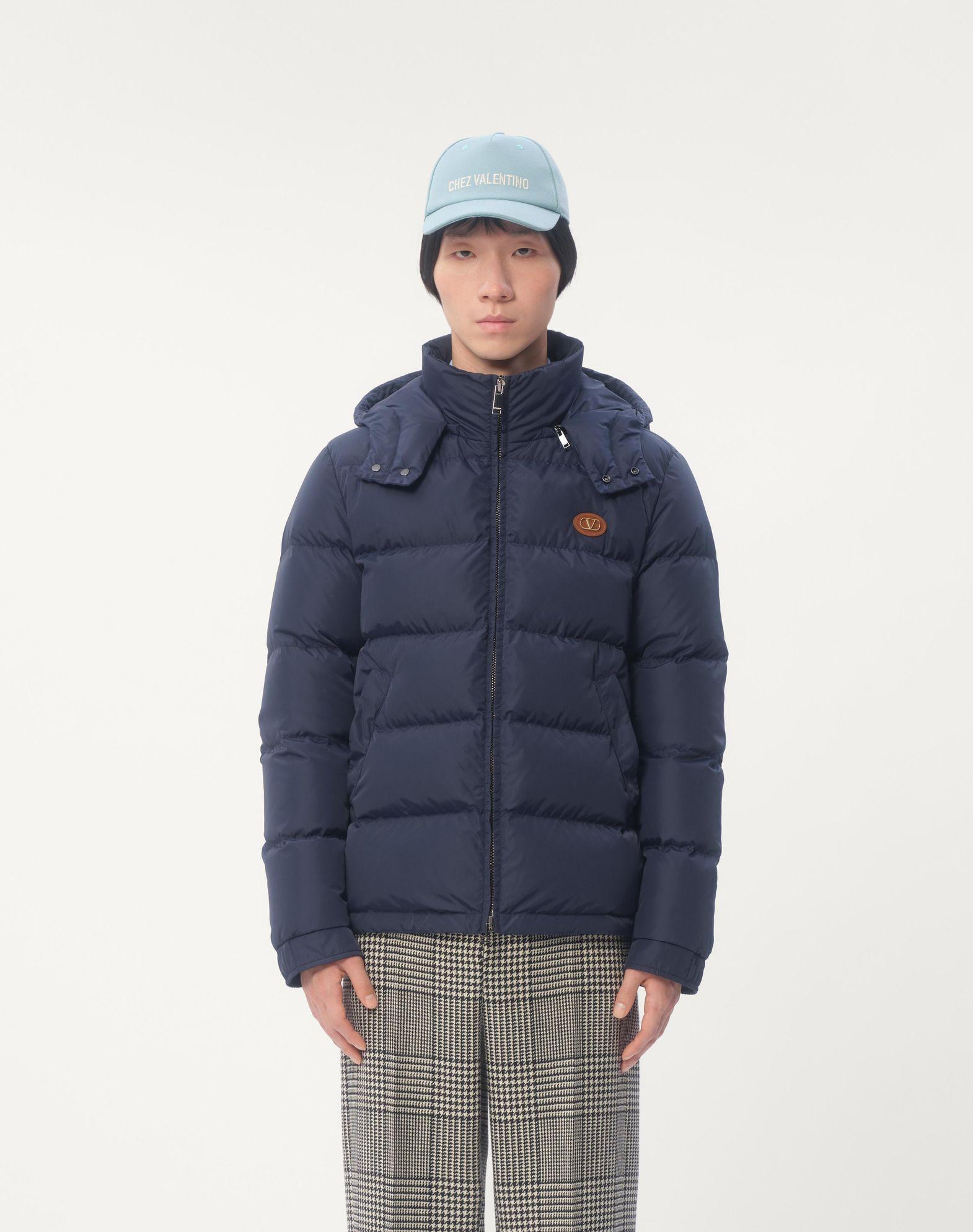 Nylon Hooded Down Jacket With Vlogo Patch Product Image