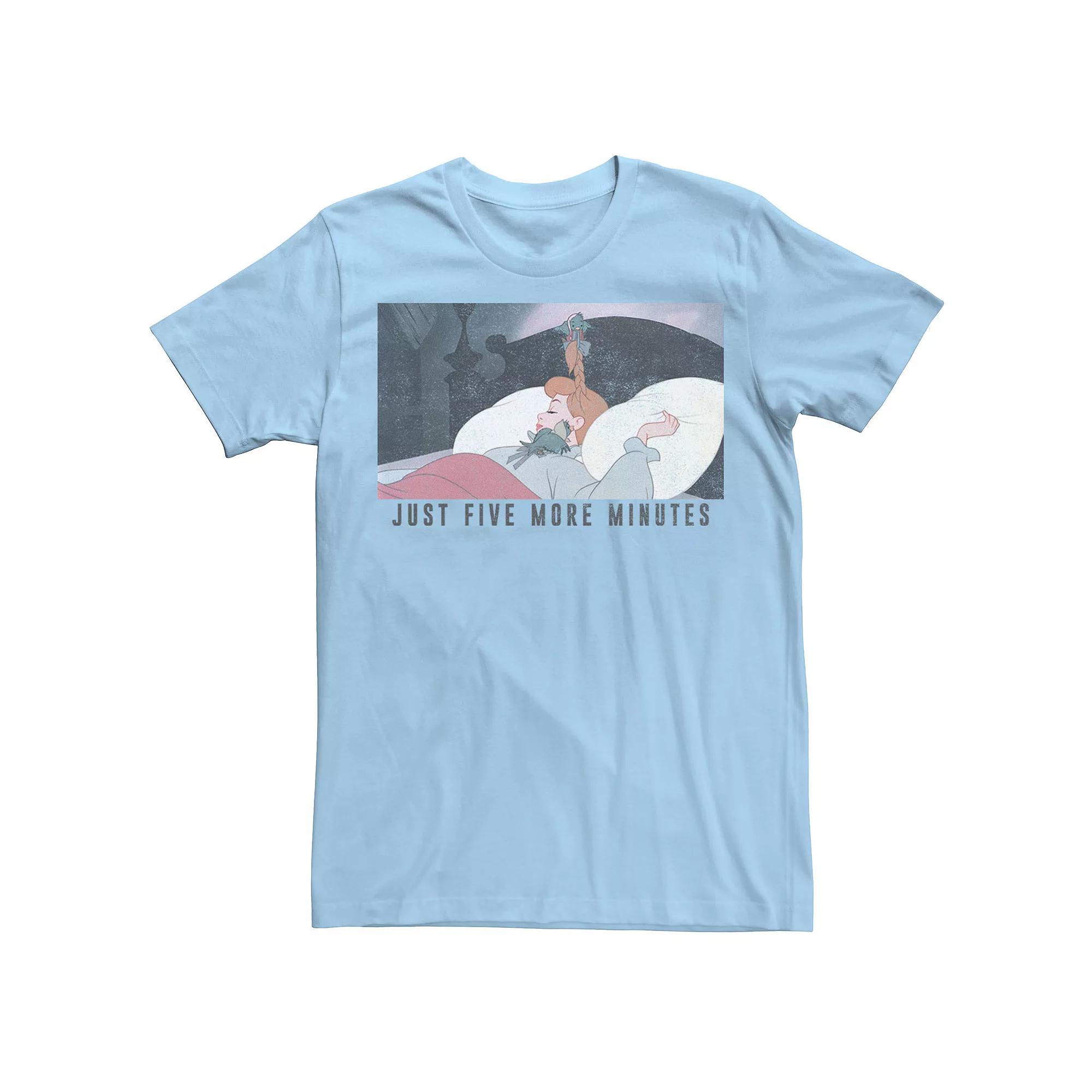 Disney's Sleeping Beauty Aurora In Bed Just Five More Minutes Men's Tee, Size: Small, Light Blue Product Image