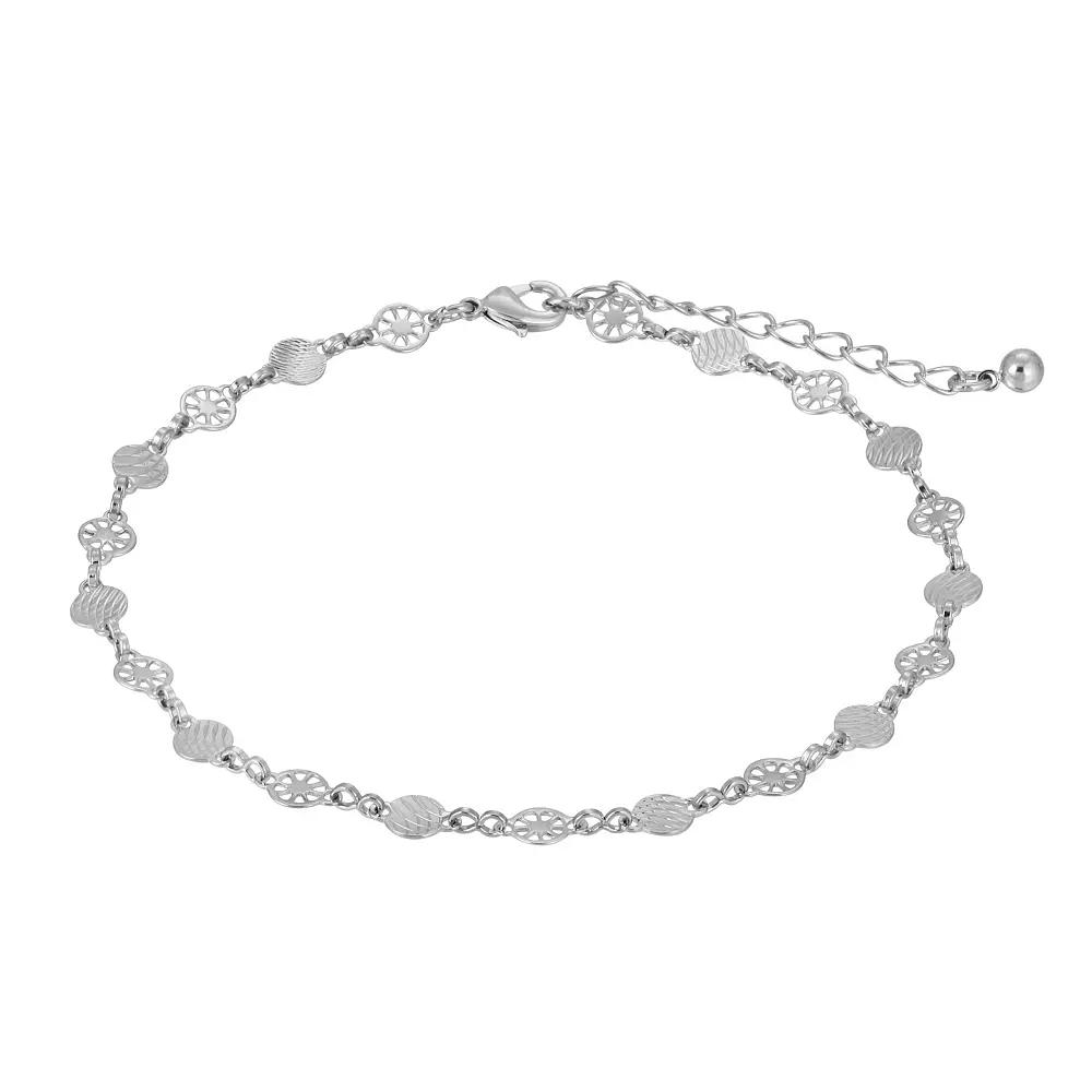1928 Silver Tone Twisted Rope Chain Anklet, Womens, Grey Product Image