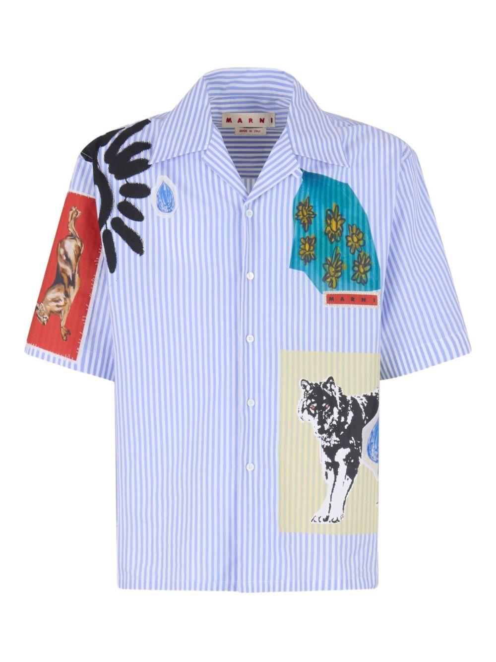 striped patchwork shirt Product Image