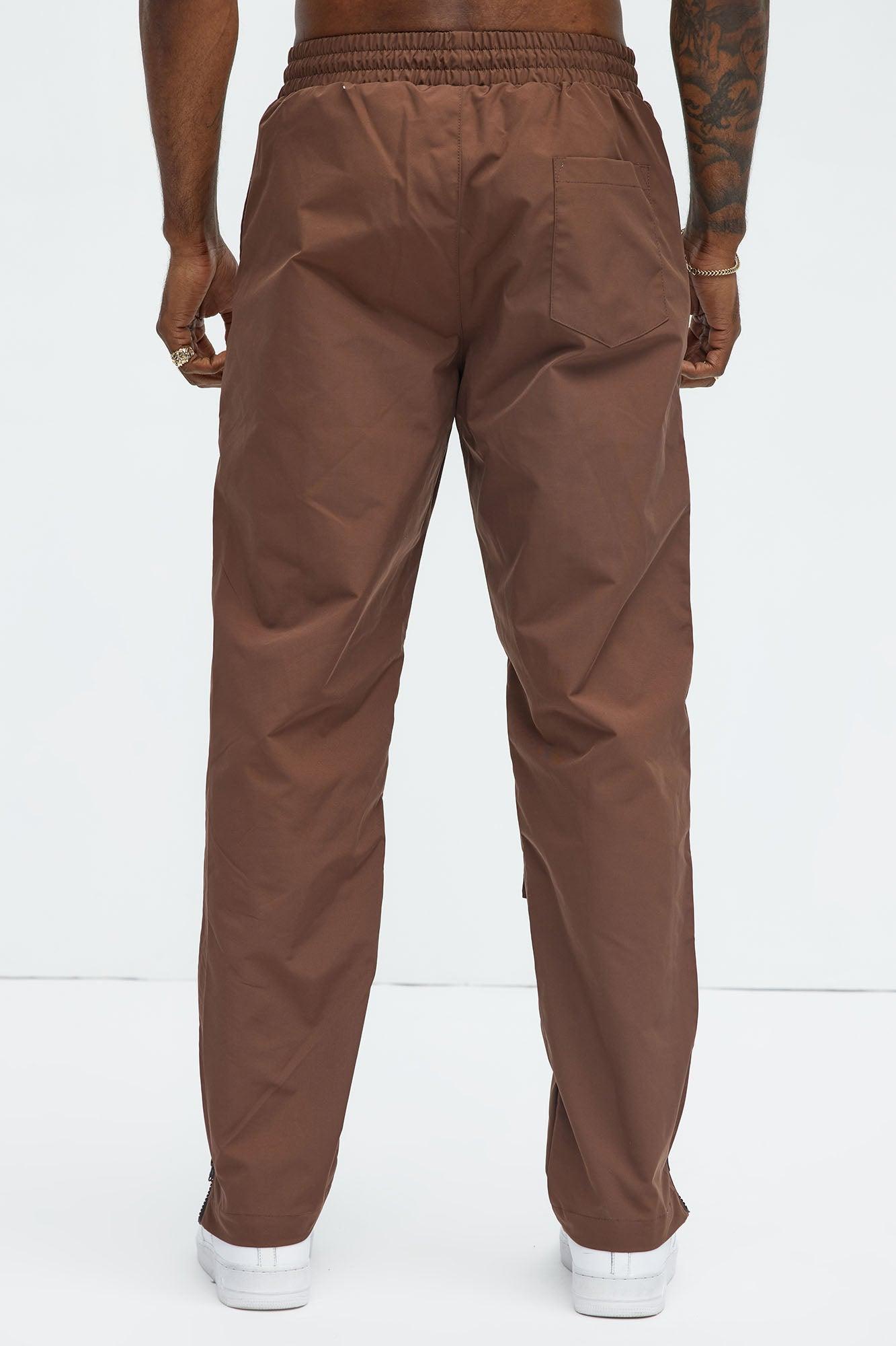 All Along Zipper Straight Nylon Cargo Pants - Dark Brown Product Image