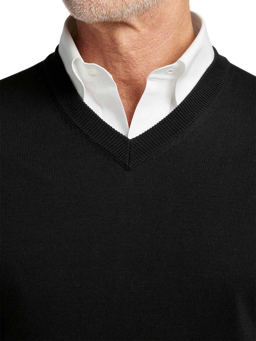 Supima Cotton V-neck Sweater - Black Product Image